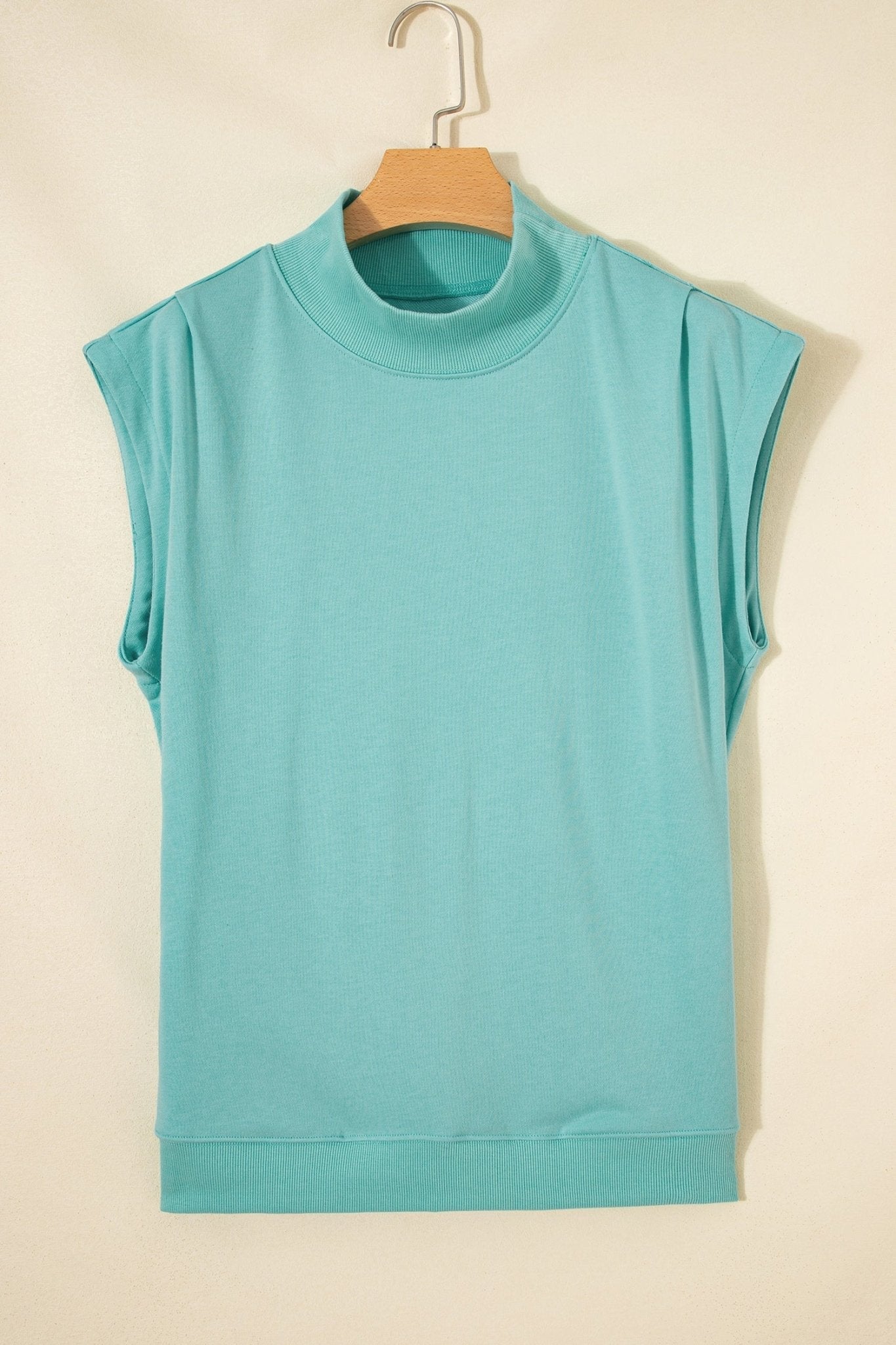 Solid Mock Neck Cap Sleeve Oversized Top - Rooted & Reckless Co.