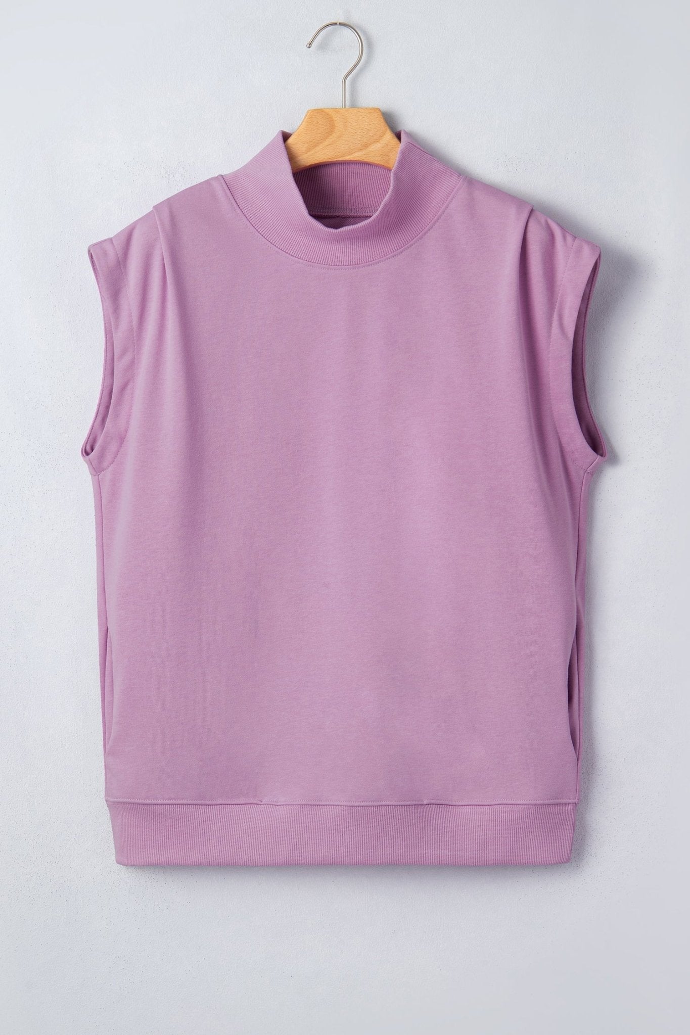 Solid Mock Neck Cap Sleeve Oversized Top - Rooted & Reckless Co.