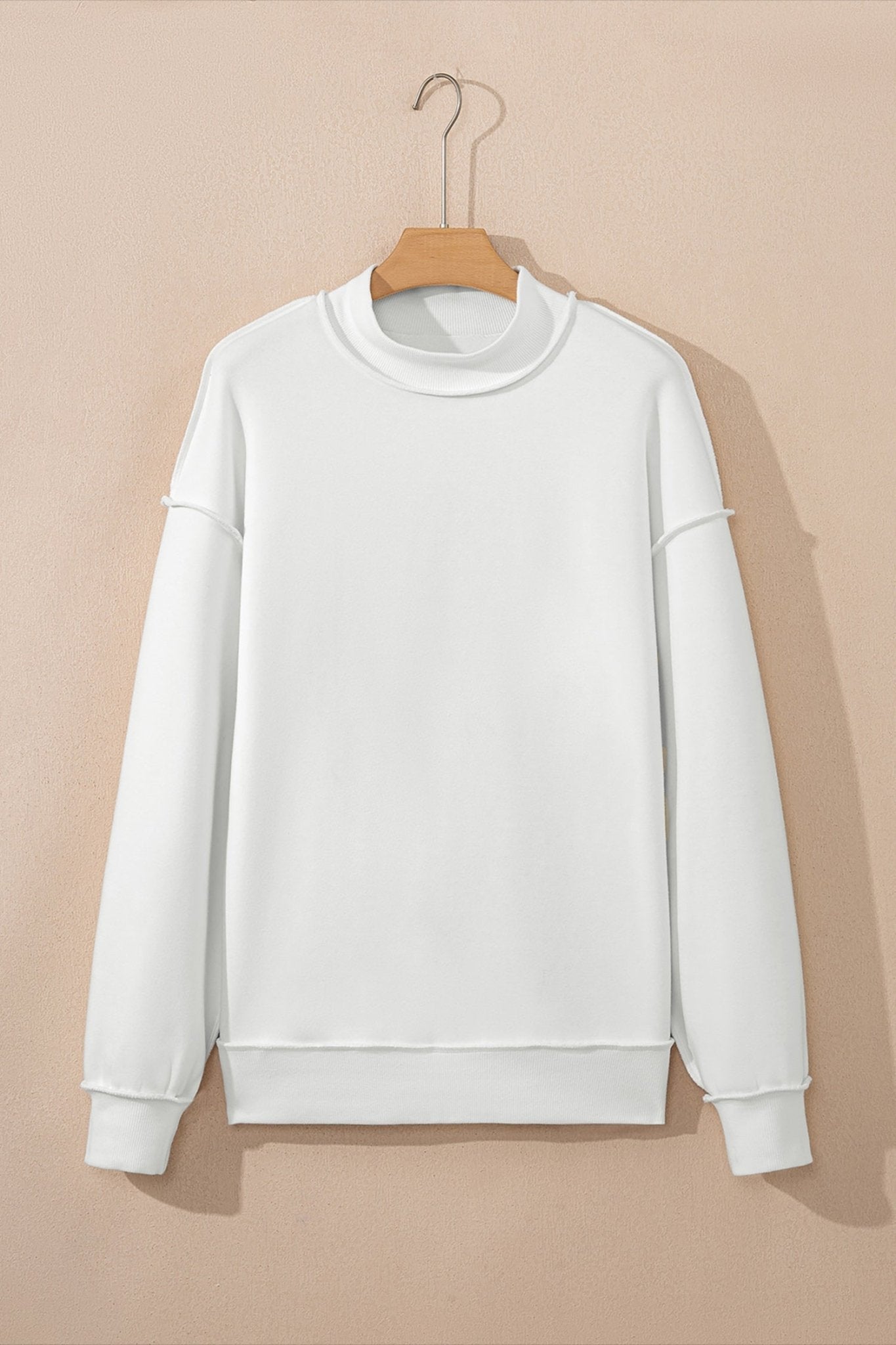 Solid Mock Neck Drop Shoulder Oversize Sweatshirt - Rooted & Reckless Co.