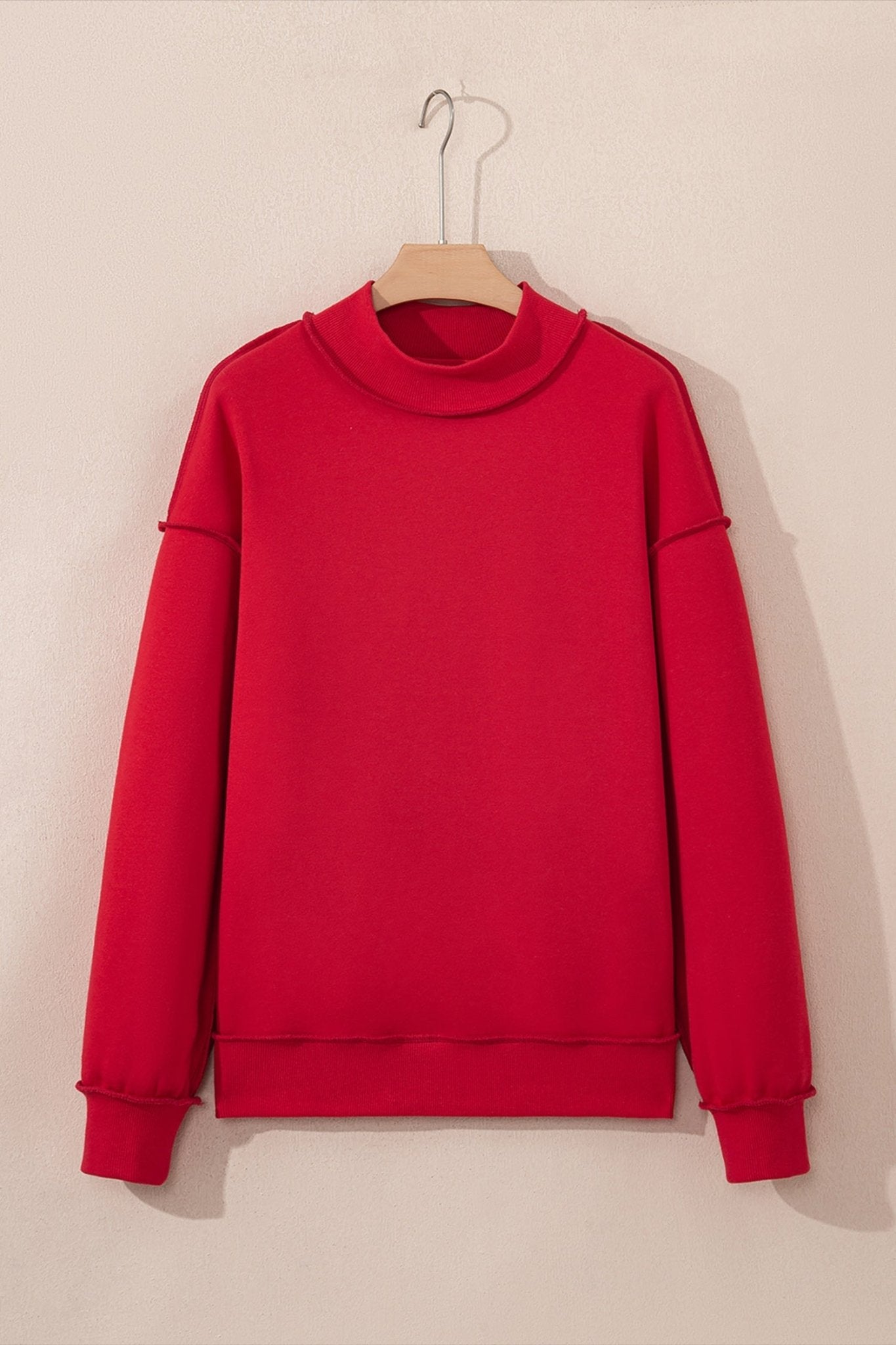 Solid Mock Neck Drop Shoulder Oversize Sweatshirt - Rooted & Reckless Co.