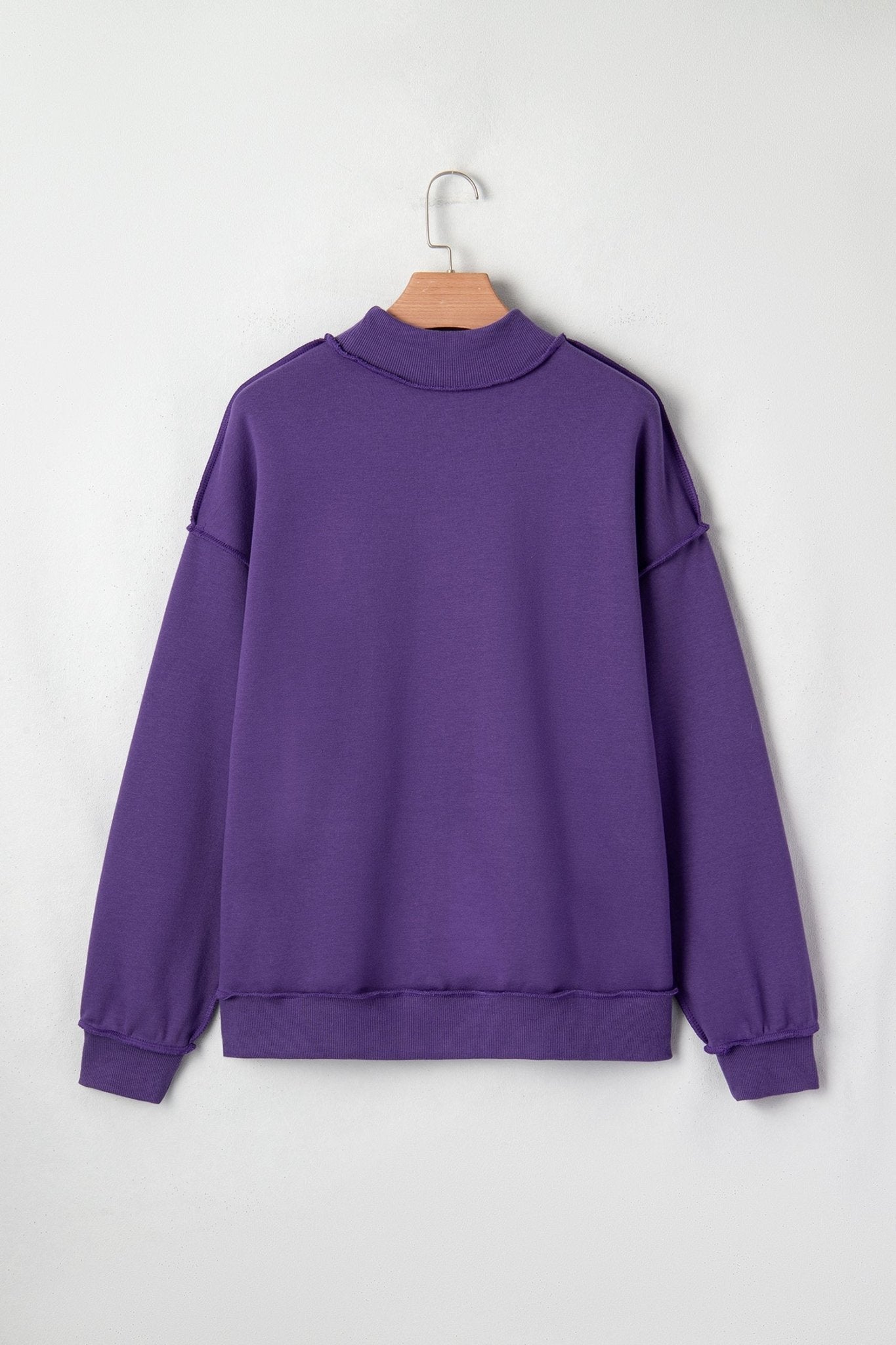 Solid Mock Neck Drop Shoulder Oversize Sweatshirt - Rooted & Reckless Co.