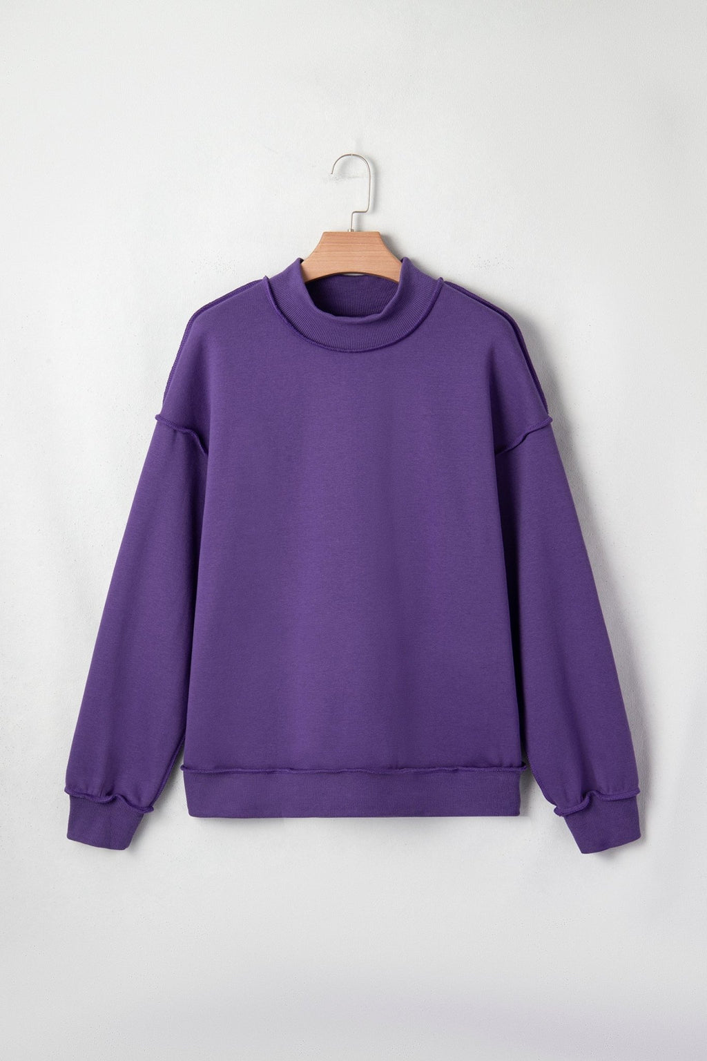 Solid Mock Neck Drop Shoulder Oversize Sweatshirt - Rooted & Reckless Co.