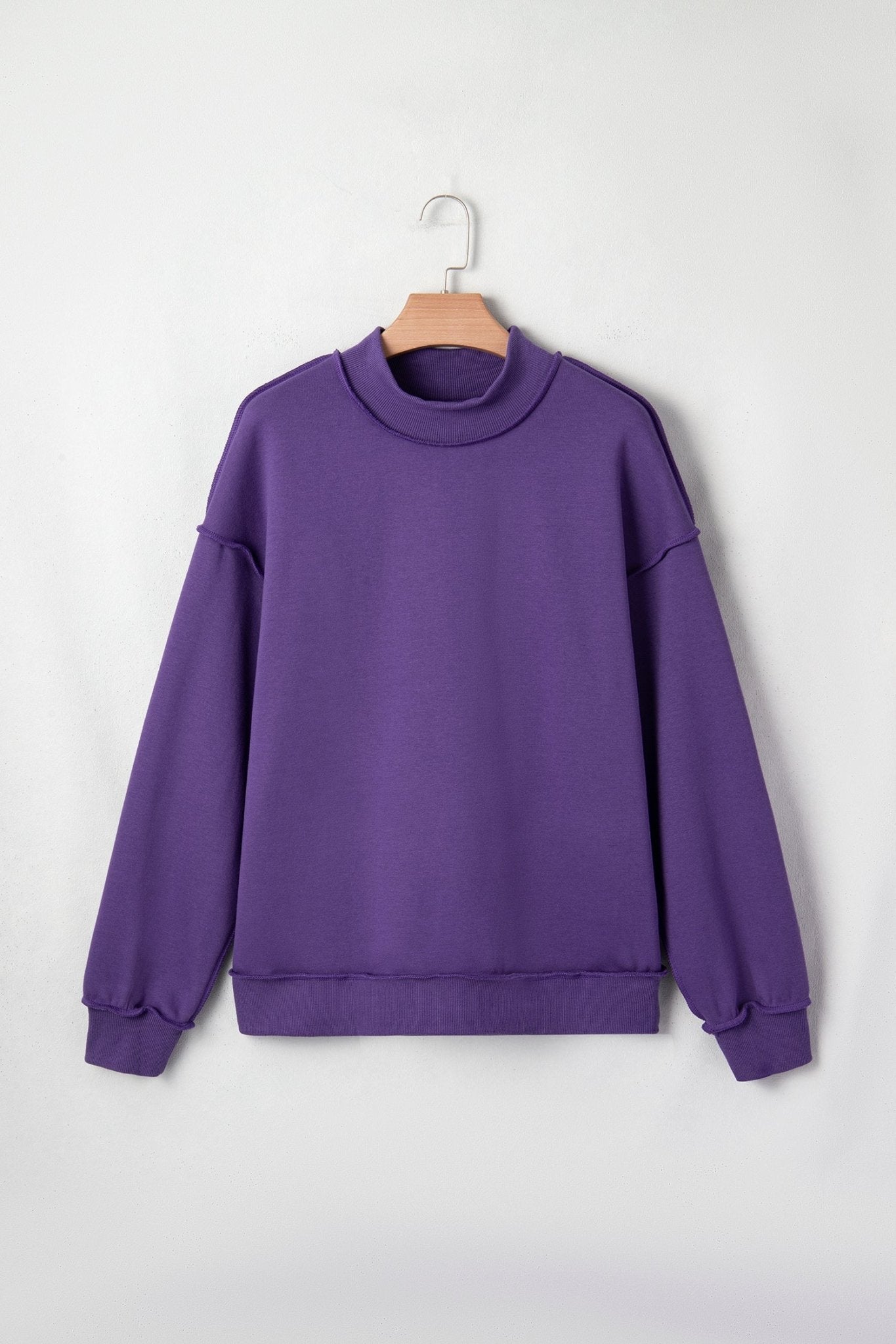 Solid Mock Neck Drop Shoulder Oversize Sweatshirt - Rooted & Reckless Co.