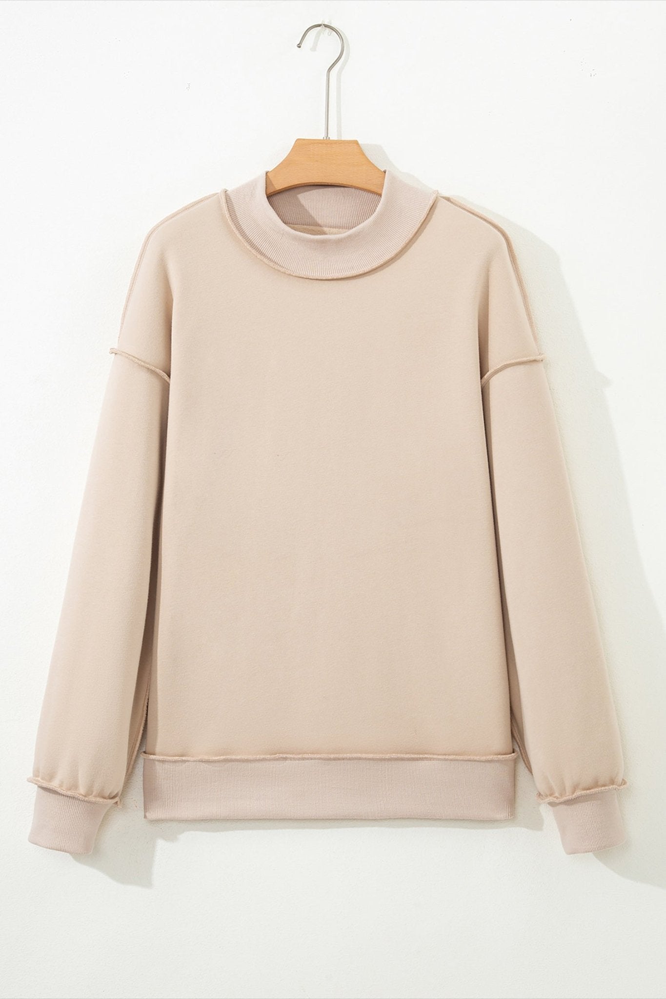 Solid Mock Neck Drop Shoulder Oversize Sweatshirt - Rooted & Reckless Co.