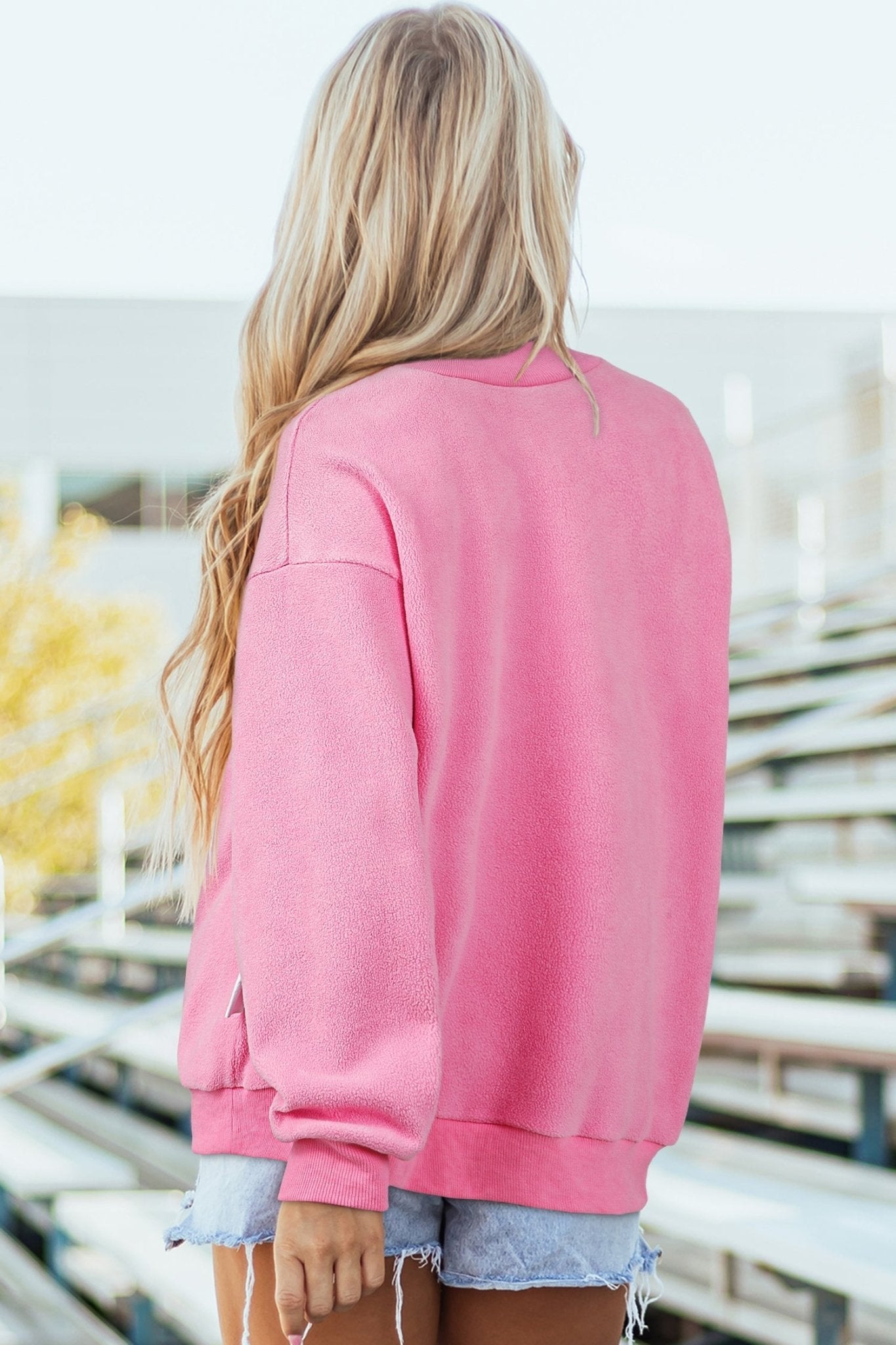 Solid Mock Neck Drop Shoulder Oversize Sweatshirt - Rooted & Reckless Co.