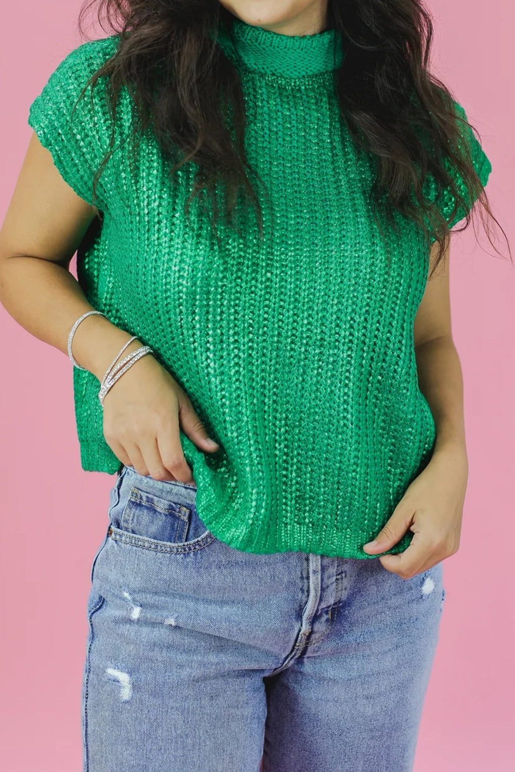 Solid Mock Neck Short Sleeve Knit Sweater - Rooted & Reckless Co.