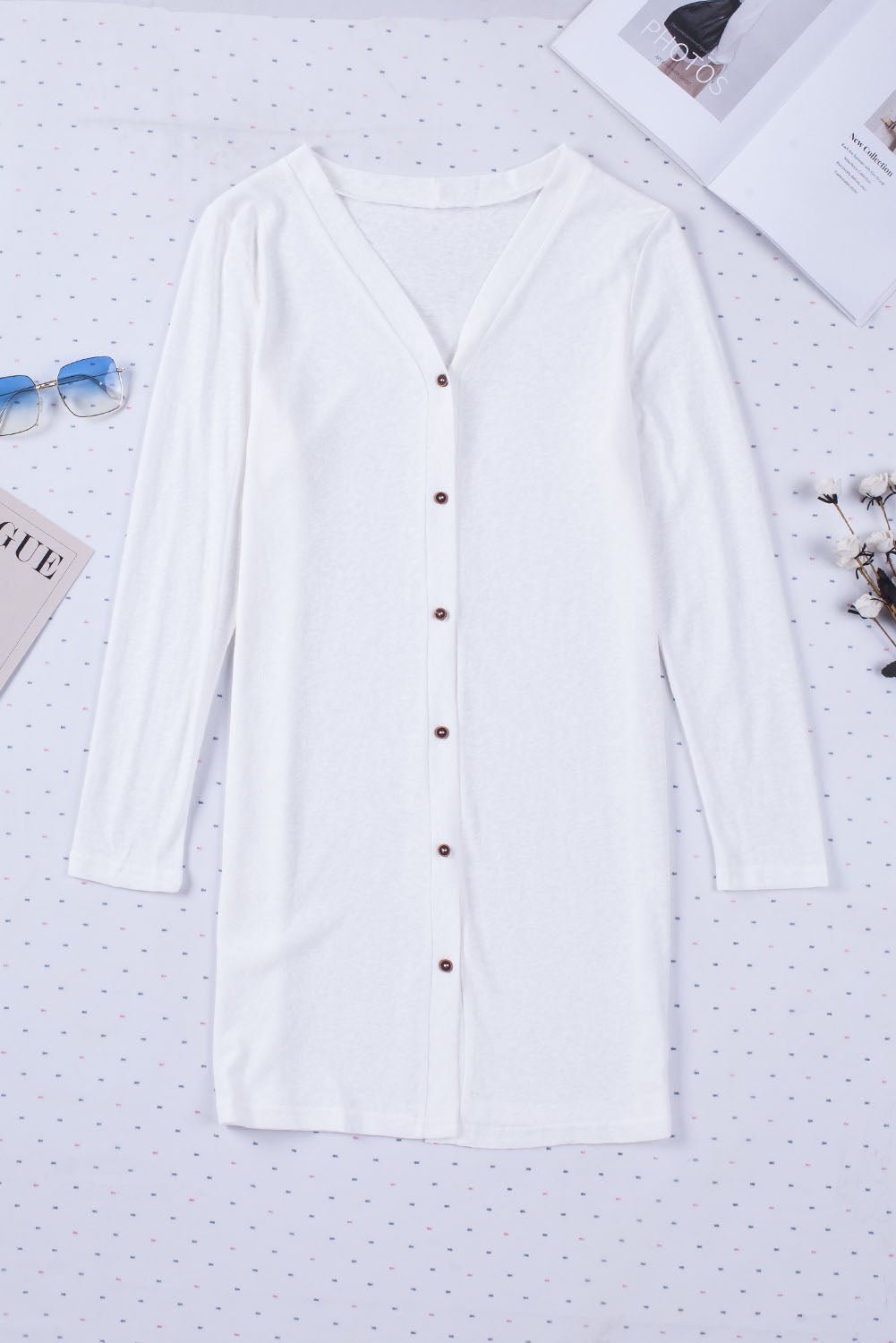 Solid Open-Front Buttoned Cardigan - Rooted & Reckless Co.