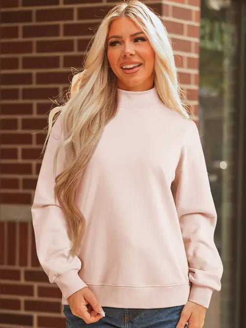 Solid Oversize Mock Neck Sweatshirt - Rooted & Reckless Co.