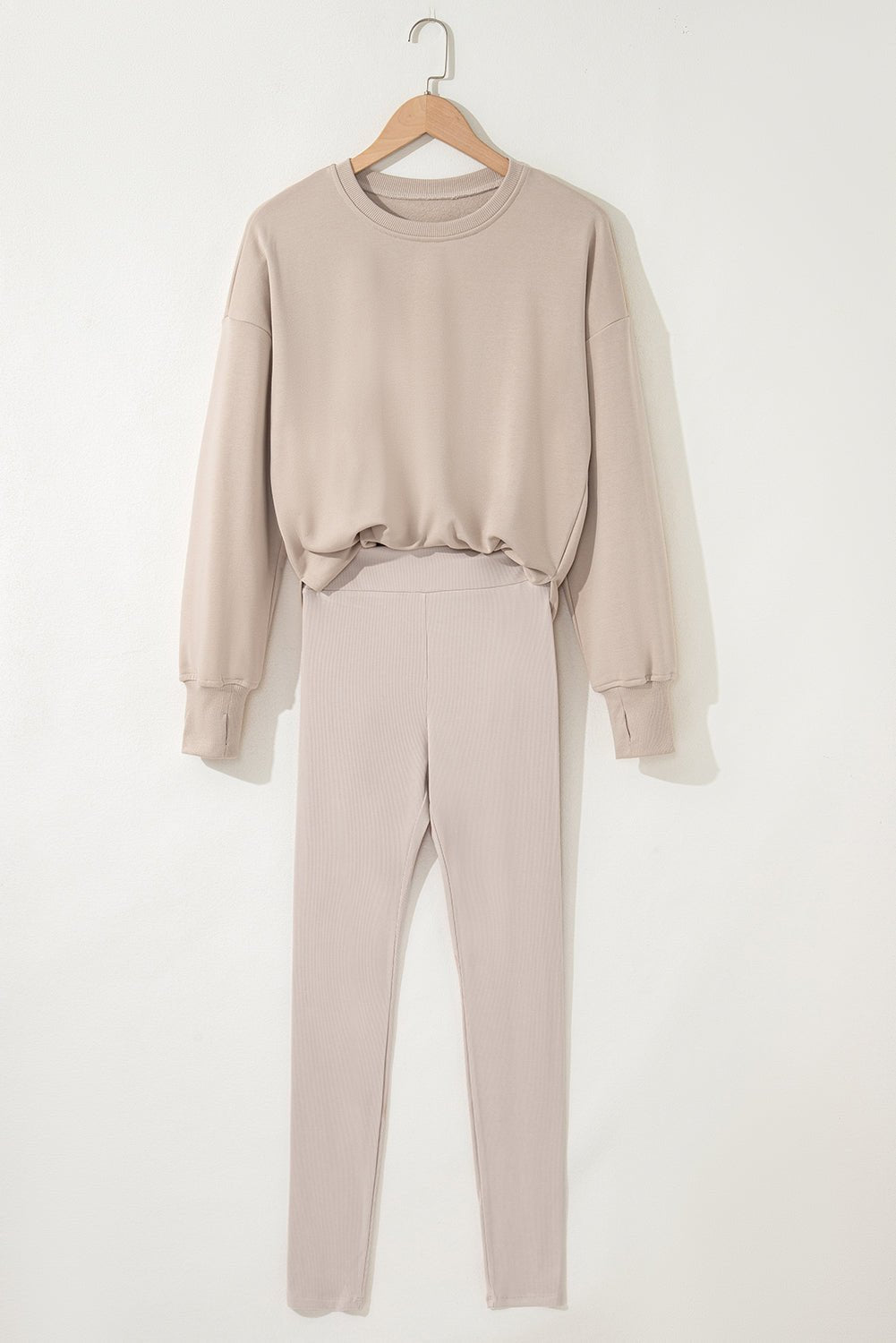 Solid Oversize Sweatshirt and Ribbed Leggings Set - Rooted & Reckless Co.