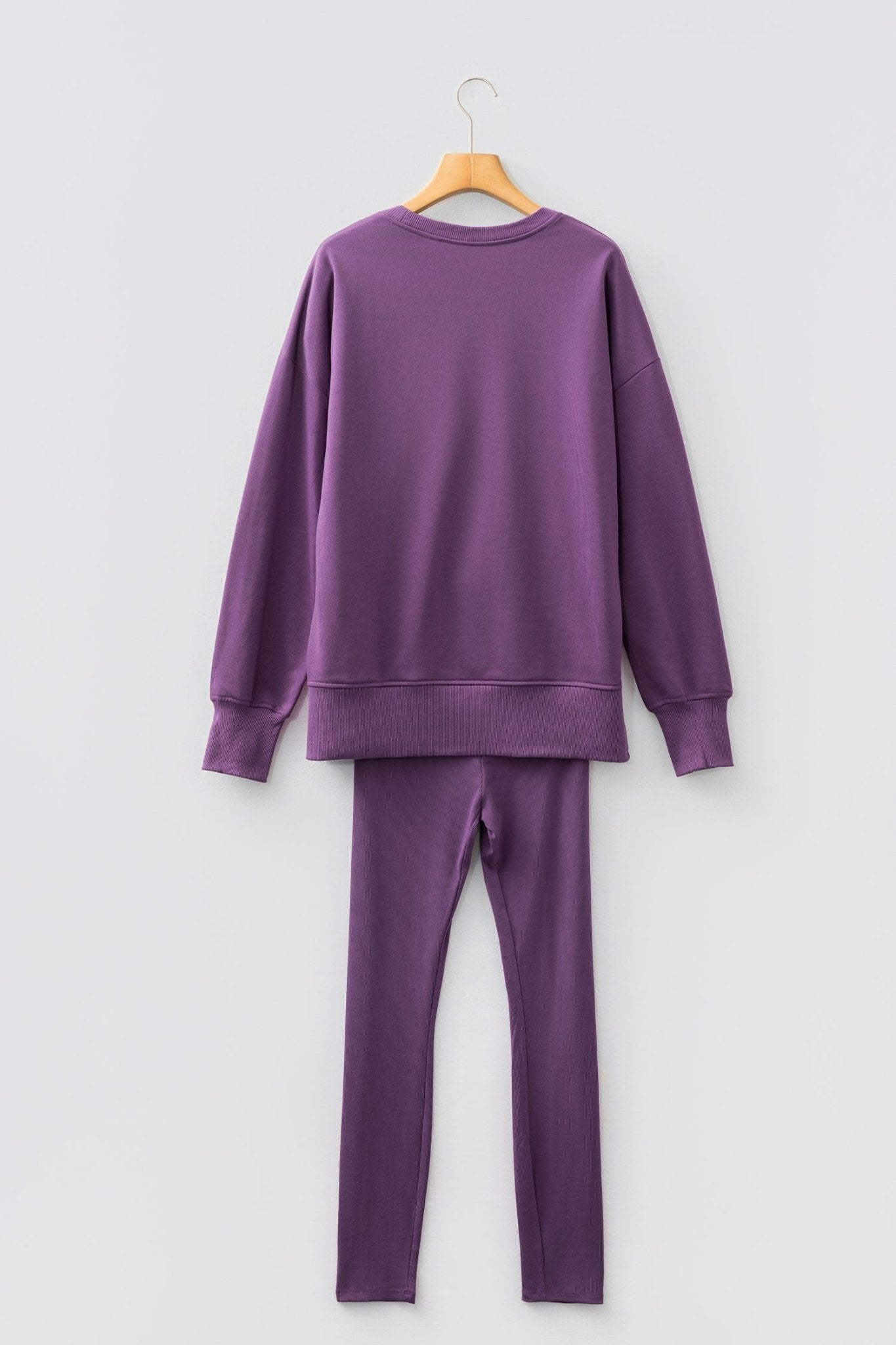 Solid Oversize Sweatshirt and Ribbed Leggings Set - Rooted & Reckless Co.