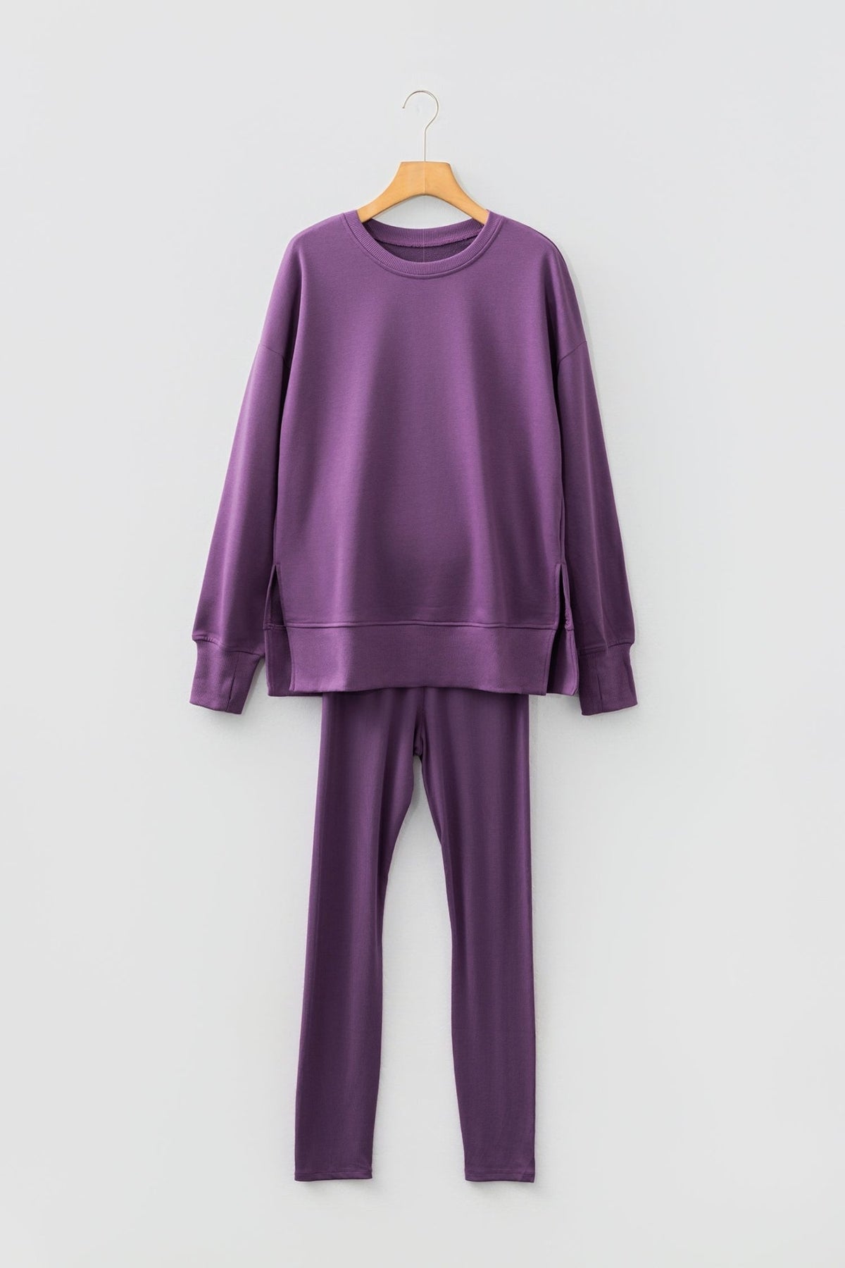 Solid Oversize Sweatshirt and Ribbed Leggings Set - Rooted & Reckless Co.