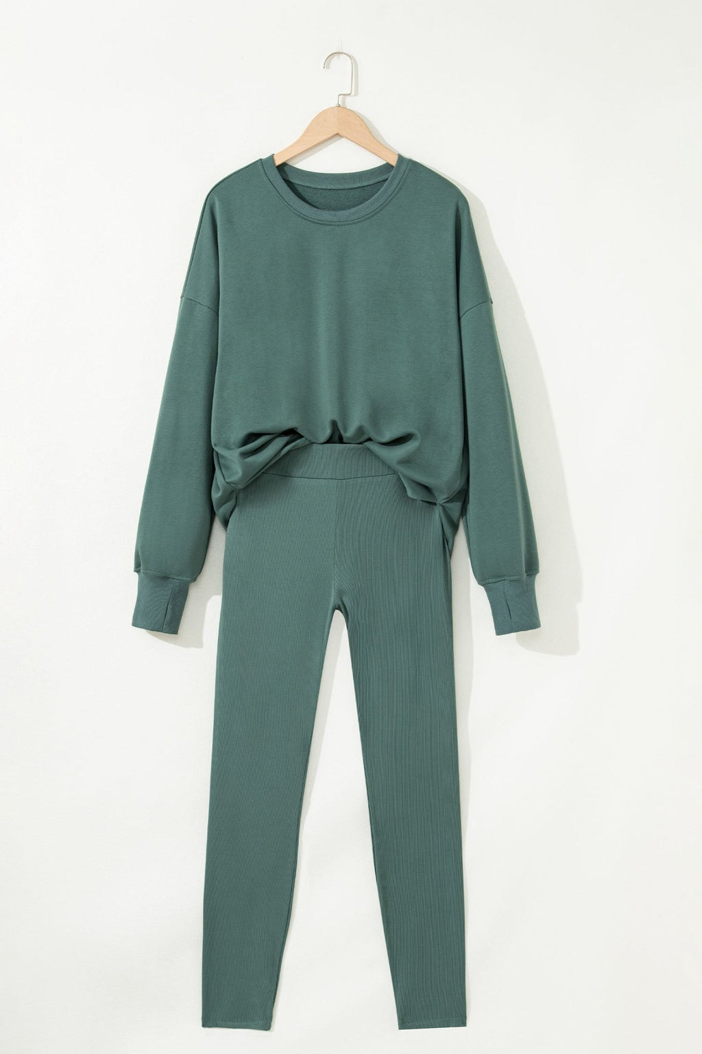 Solid Oversize Sweatshirt and Ribbed Leggings Set - Rooted & Reckless Co.