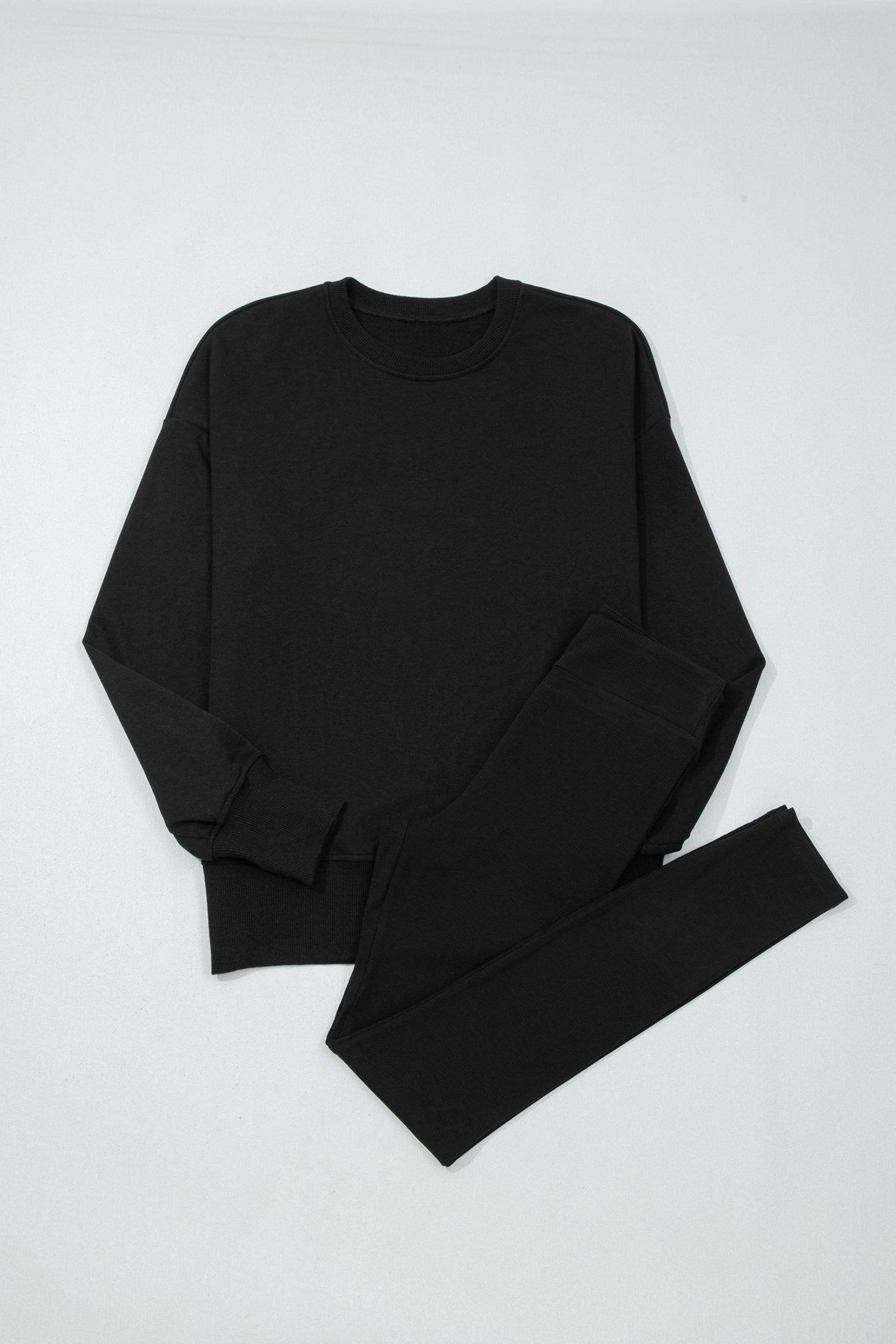 Solid Oversize Sweatshirt and Ribbed Leggings Set - Rooted & Reckless Co.