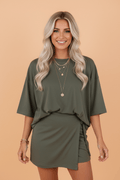 Solid Oversize Tee & Tie-Wrap Mini Skort Set - Rooted & Reckless Co.