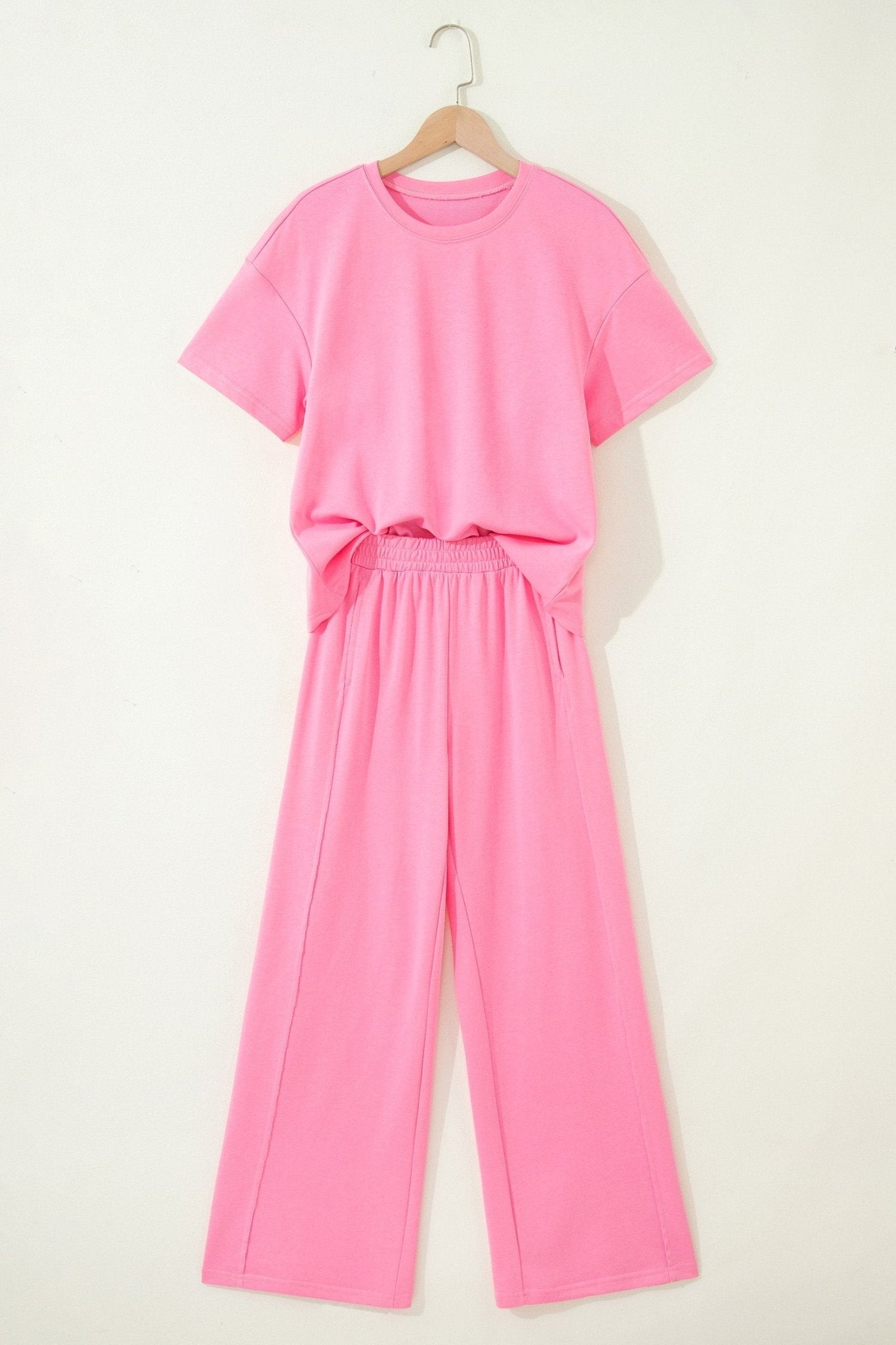 Solid Oversize Tee & Wide Leg Pants Set - Rooted & Reckless Co.