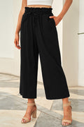 Solid Paperbag Waist Straight Leg Cropped Pants - Rooted & Reckless Co.