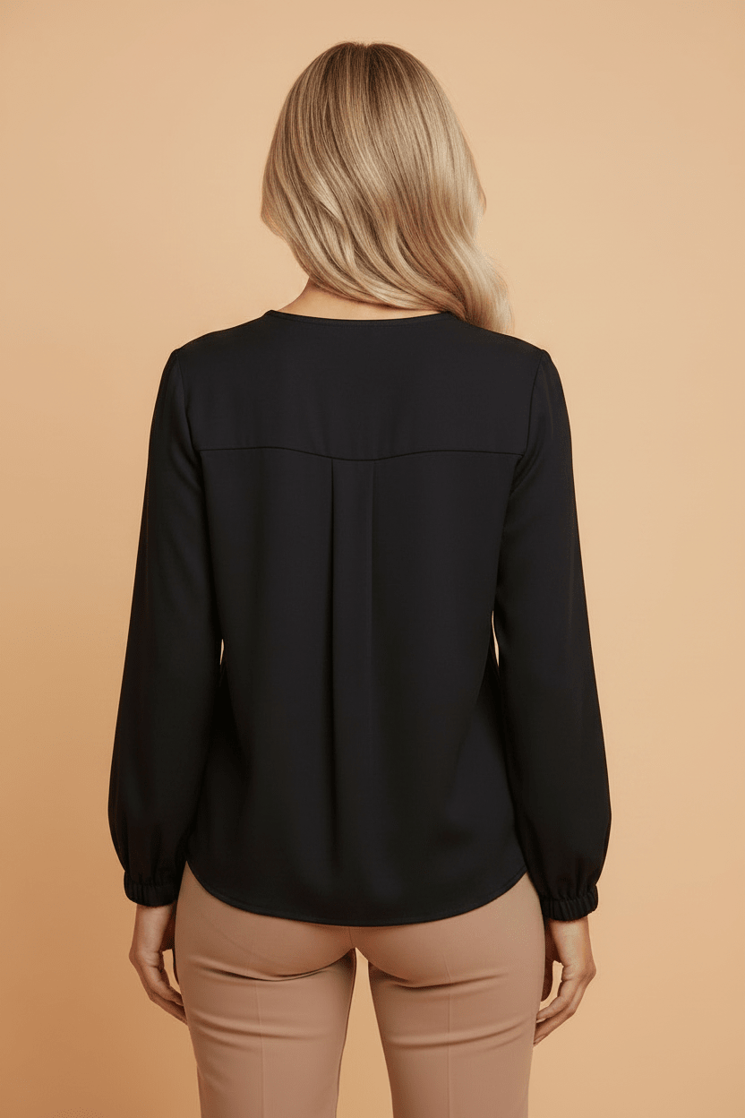 Solid Pleated Crewneck Puff Long Sleeve Shirt - Rooted & Reckless Co.