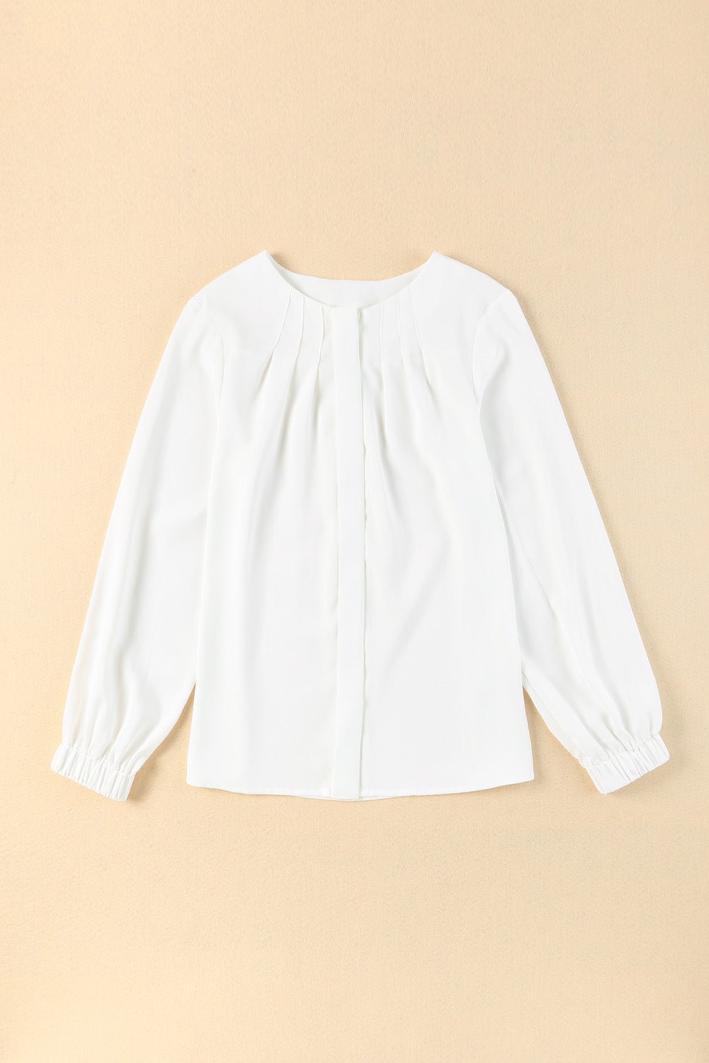 Solid Pleated Crewneck Puff Long Sleeve Shirt - Rooted & Reckless Co.