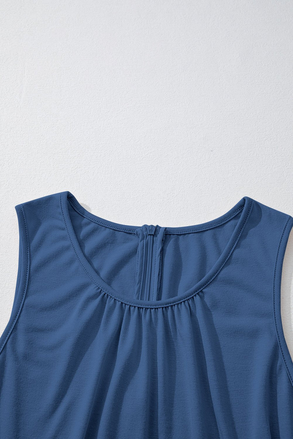 Solid Pleated Detail Sleeveless Elastic Waist Jumpsuit - Rooted & Reckless Co.