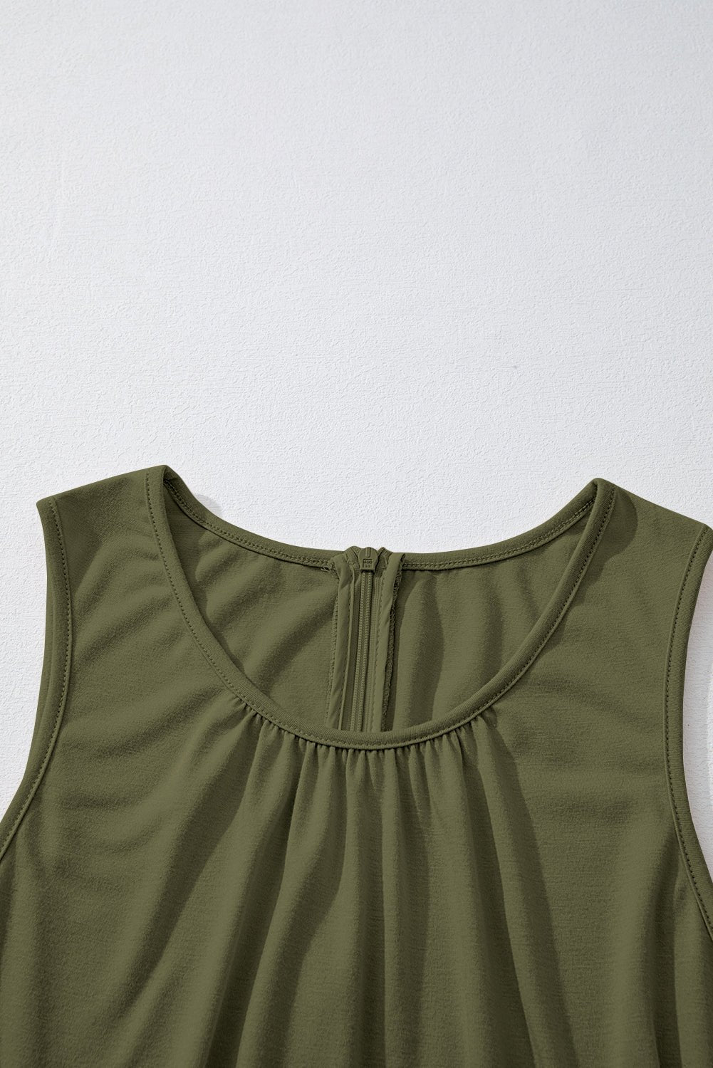 Solid Pleated Detail Sleeveless Elastic Waist Jumpsuit - Rooted & Reckless Co.