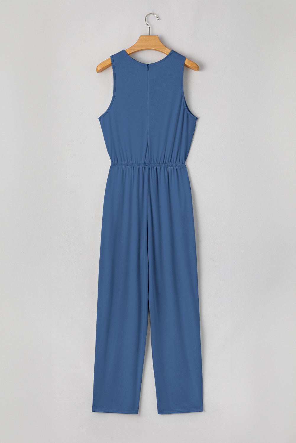 Solid Pleated Detail Sleeveless Elastic Waist Jumpsuit - Rooted & Reckless Co.