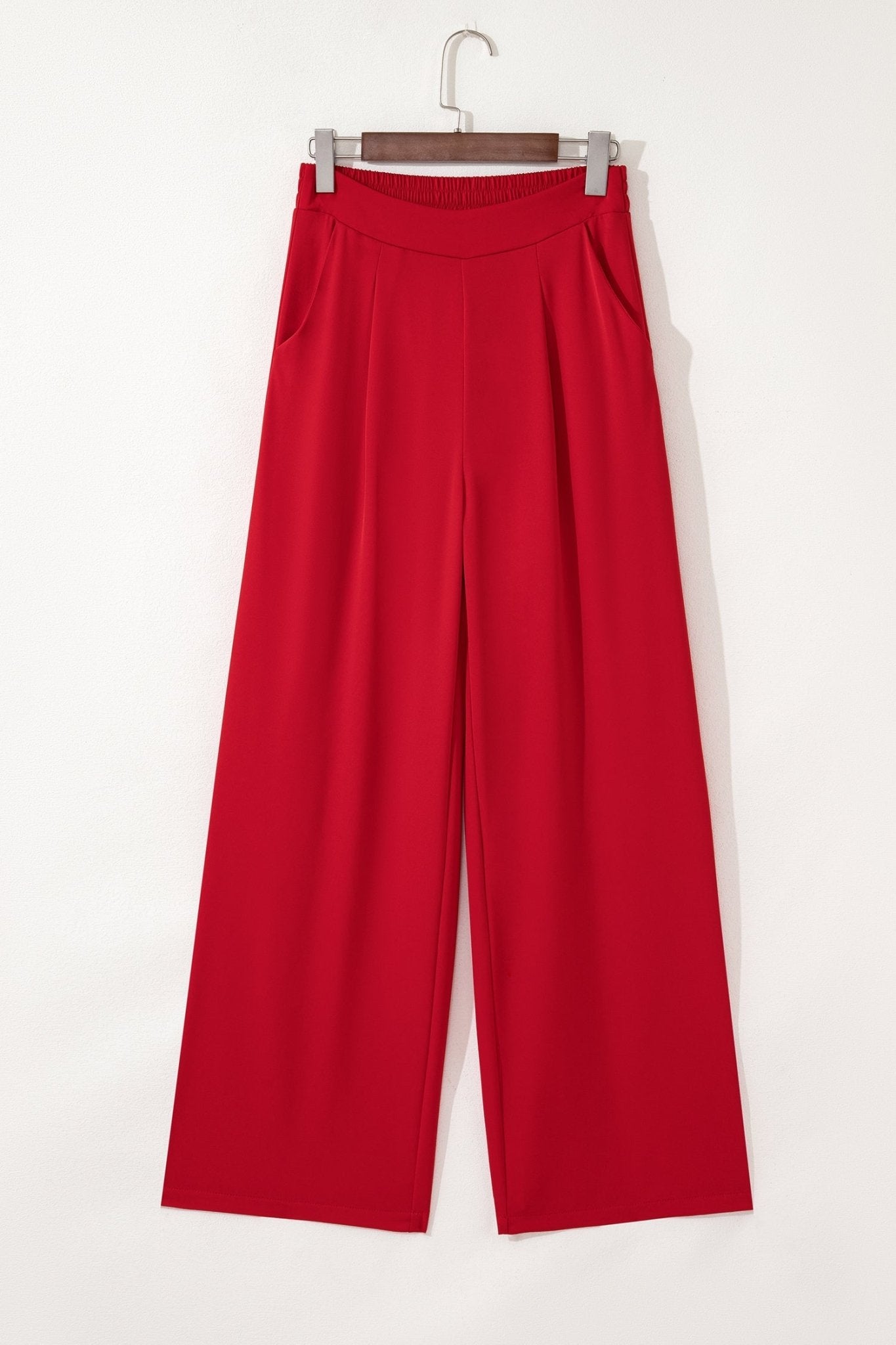 Solid Pleated Pull-On Straight Leg Pants - Rooted & Reckless Co.