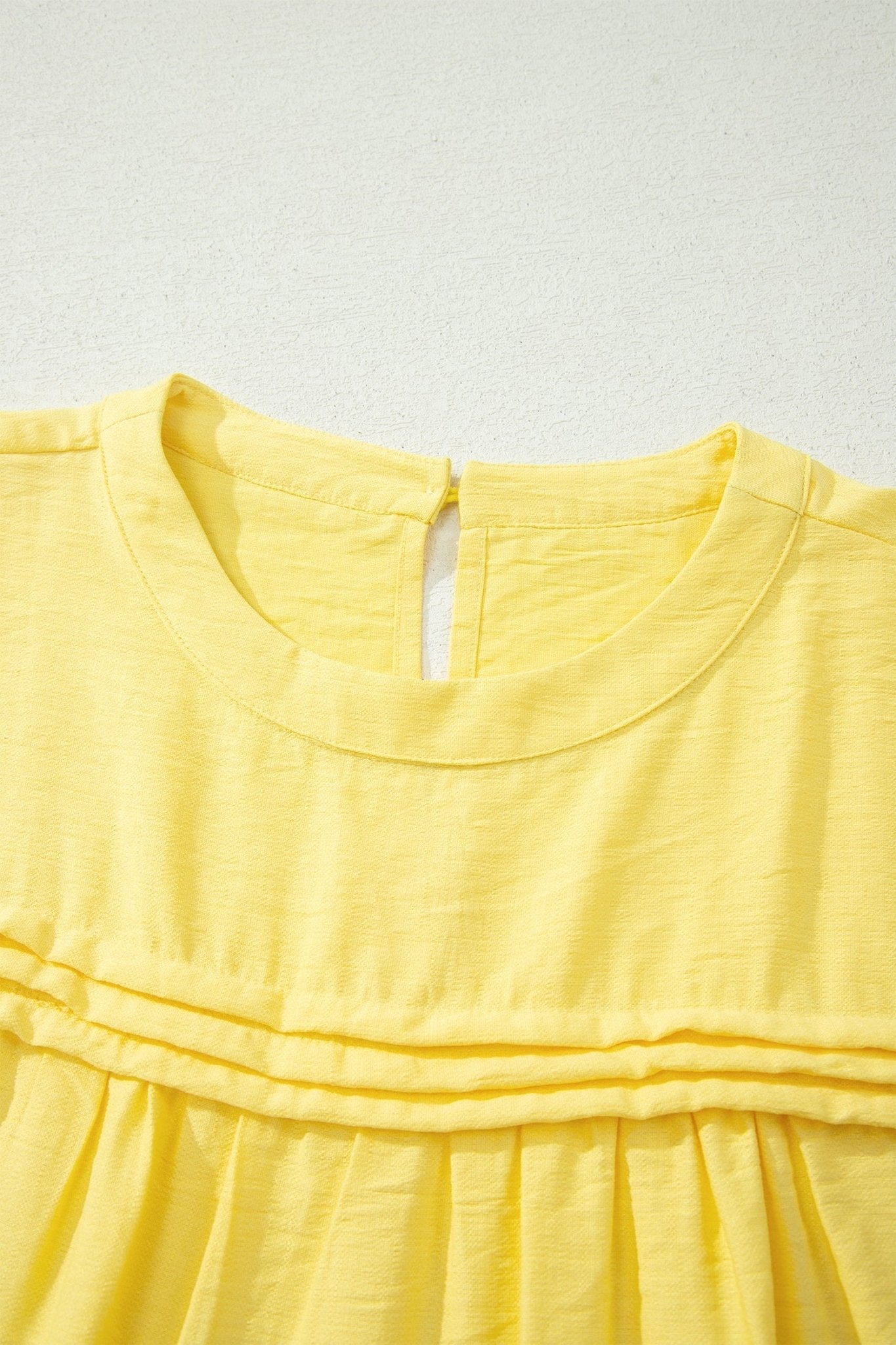Solid Pleated Tie Sleeve Babydoll Blouse - Rooted & Reckless Co.