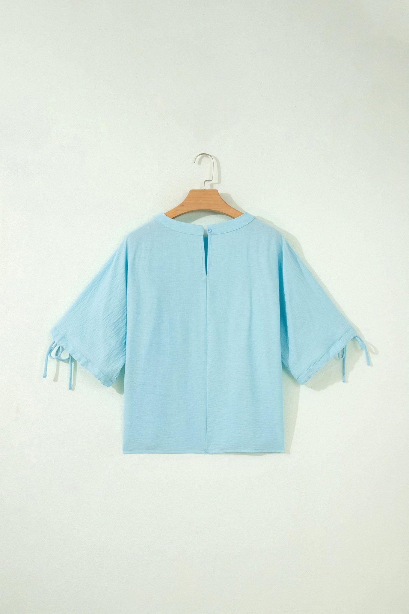 Solid Pleated Tie Sleeve Babydoll Blouse - Rooted & Reckless Co.