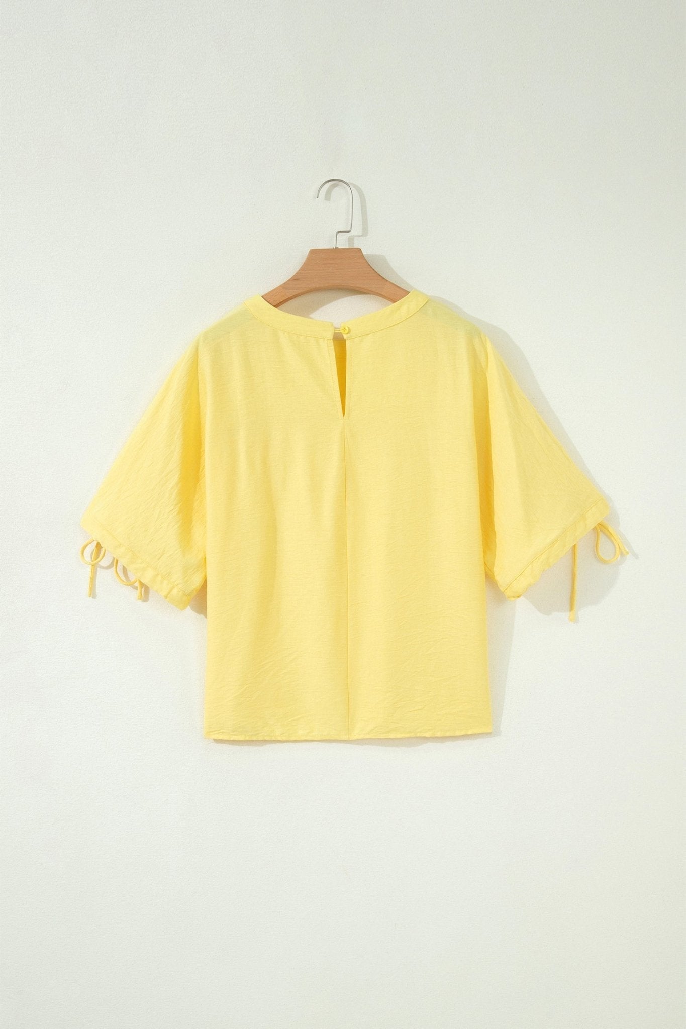 Solid Pleated Tie Sleeve Babydoll Blouse - Rooted & Reckless Co.