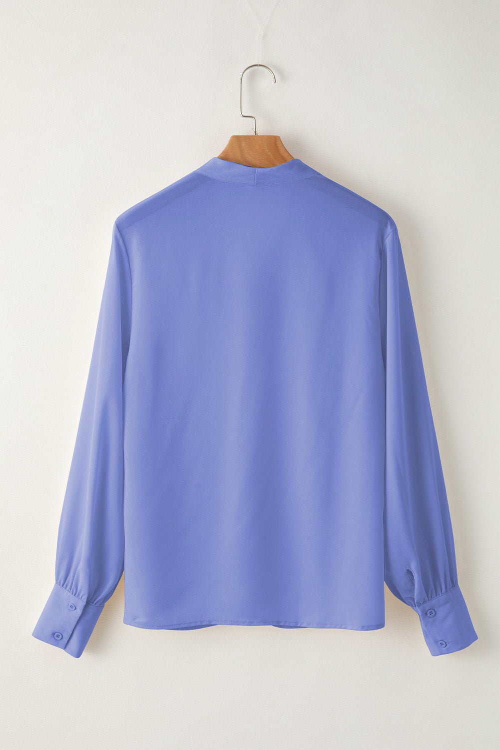Solid Pleated V-Neck Long Sleeve Blouse - Rooted & Reckless Co.