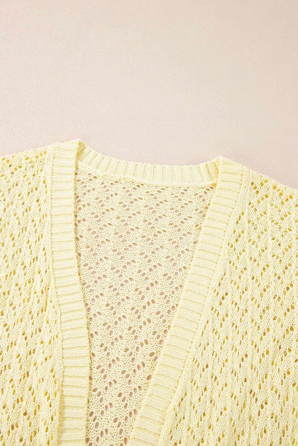 Solid Pointelle Knit Open Front Cardigan - Rooted & Reckless Co.
