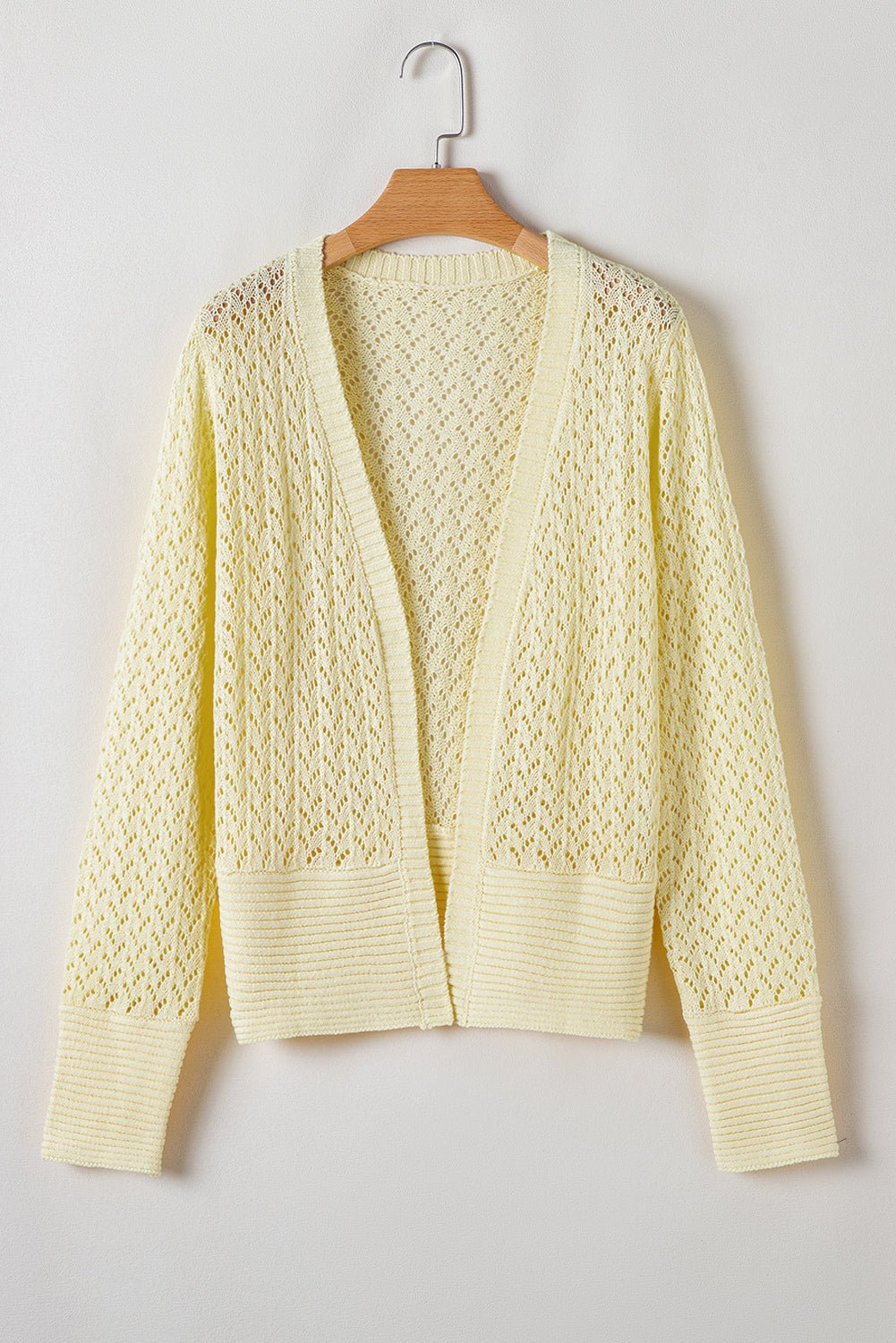 Solid Pointelle Knit Open Front Cardigan - Rooted & Reckless Co.