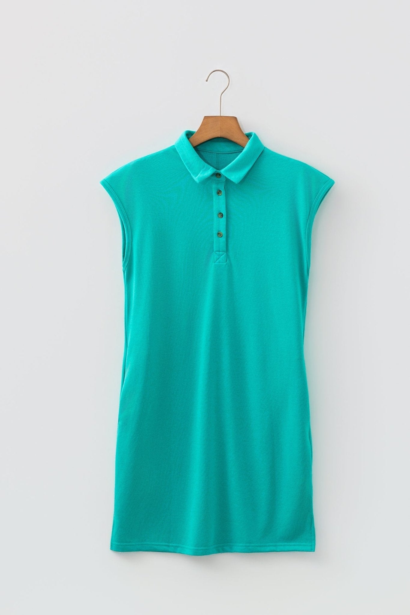 Solid Polo Collar Short Sleeve T-Shirt Dress - Rooted & Reckless Co.