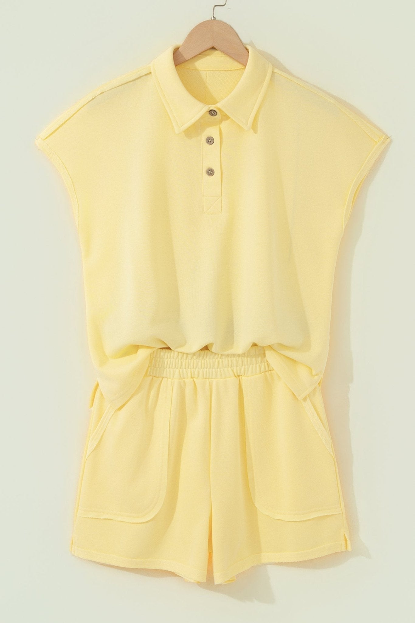 Solid Polo Tee & Elastic Waist Short Set - Rooted & Reckless Co.