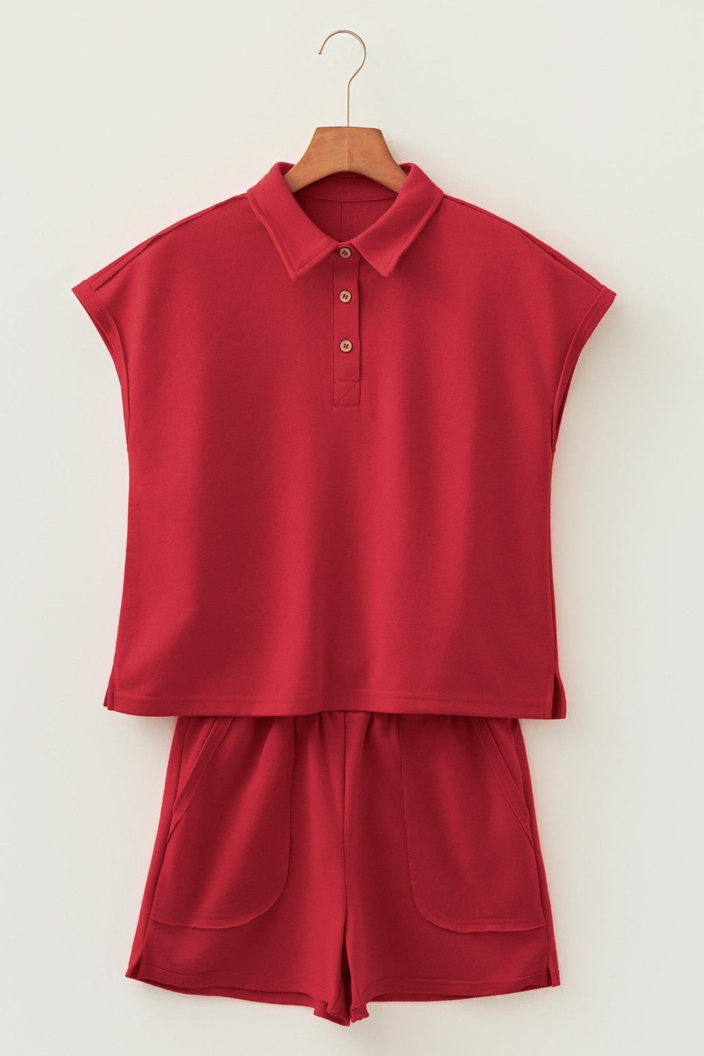Solid Polo Tee & Elastic Waist Short Set - Rooted & Reckless Co.