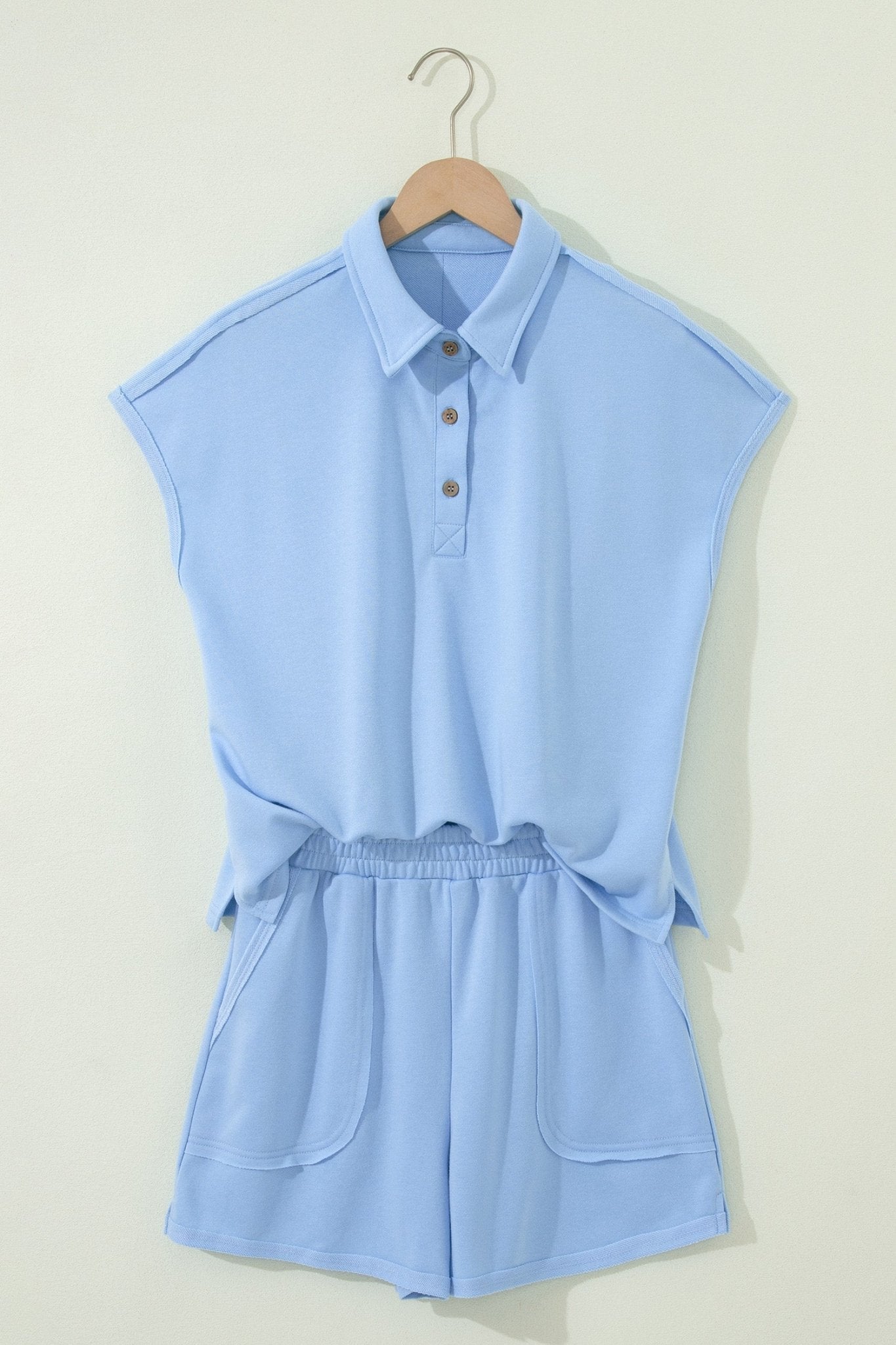 Solid Polo Tee & Elastic Waist Short Set - Rooted & Reckless Co.