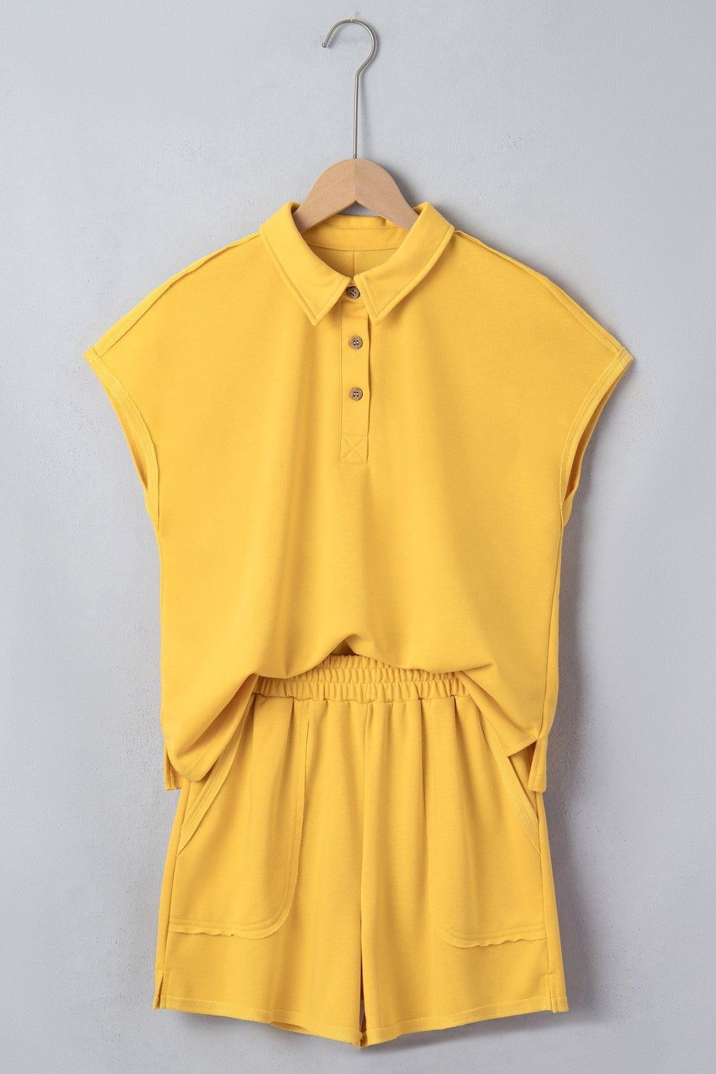 Solid Polo Tee & Elastic Waist Short Set - Rooted & Reckless Co.