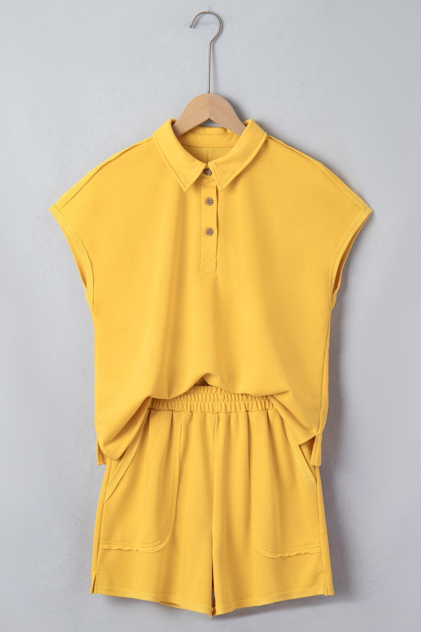 Solid Polo Tee & Elastic Waist Short Set - Rooted & Reckless Co.