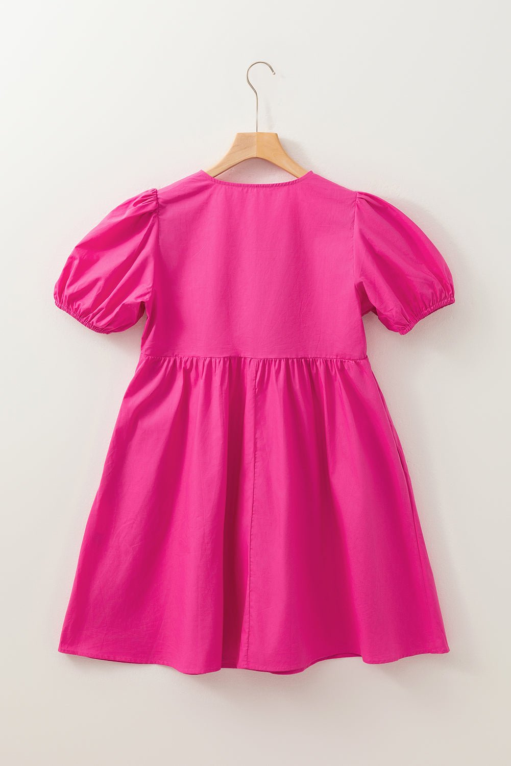 Solid Puff Sleeve Bow Tie Front Mini Dress - Rooted & Reckless Co.