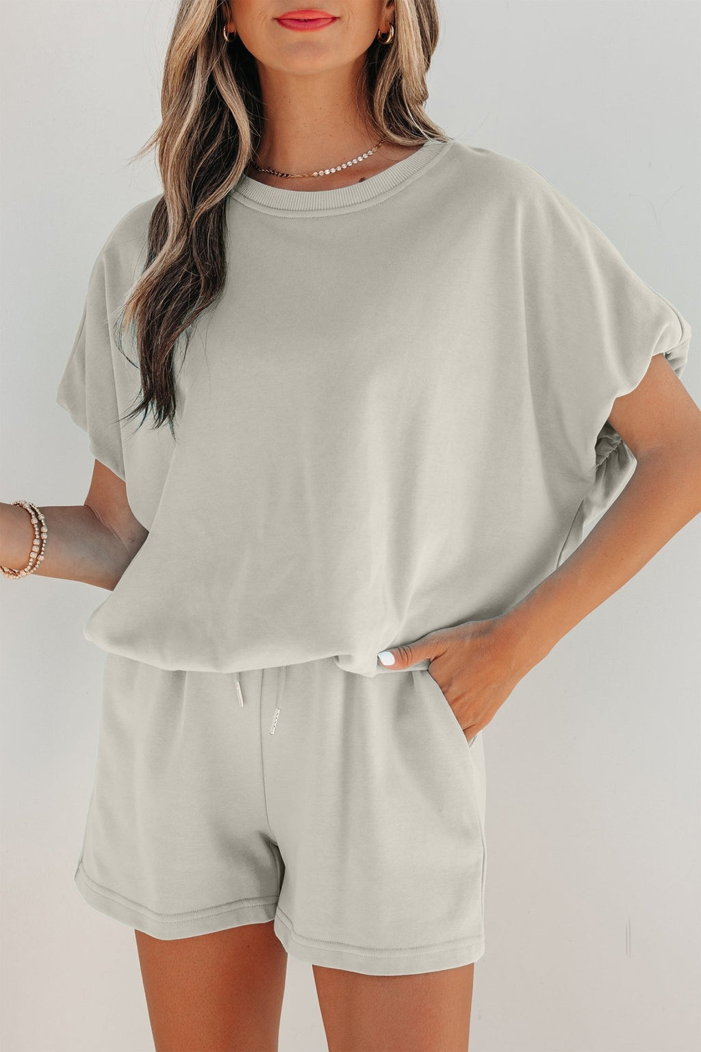 Solid Puff Sleeve Top & Drawstring Shorts Set - Rooted & Reckless Co.