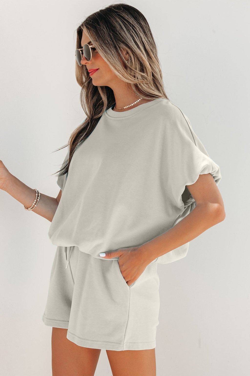 Solid Puff Sleeve Top & Drawstring Shorts Set - Rooted & Reckless Co.