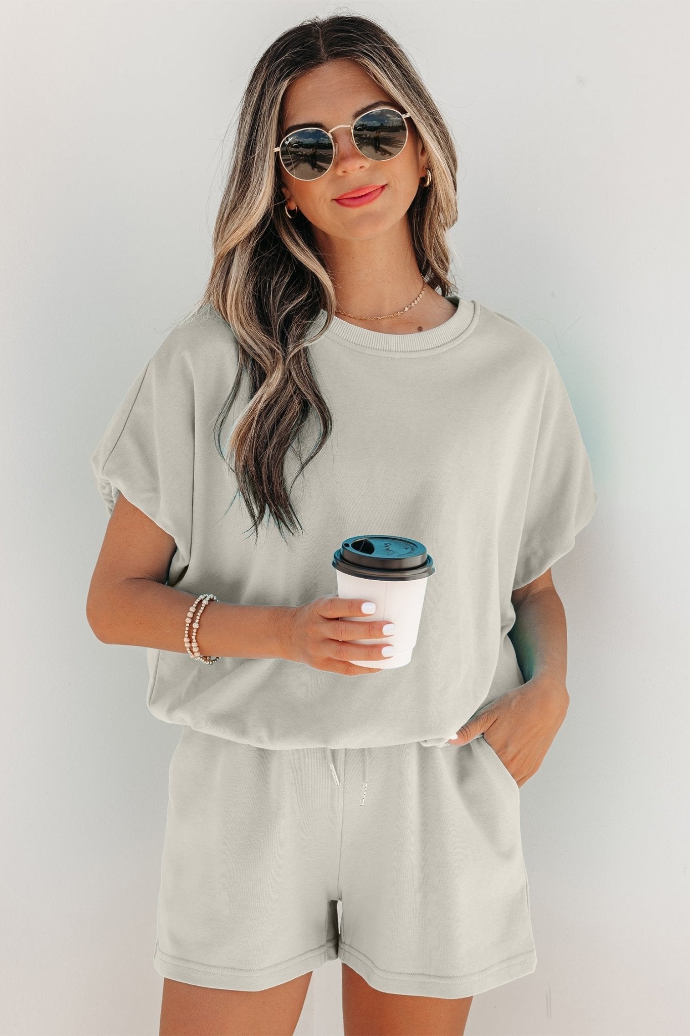 Solid Puff Sleeve Top & Drawstring Shorts Set - Rooted & Reckless Co.