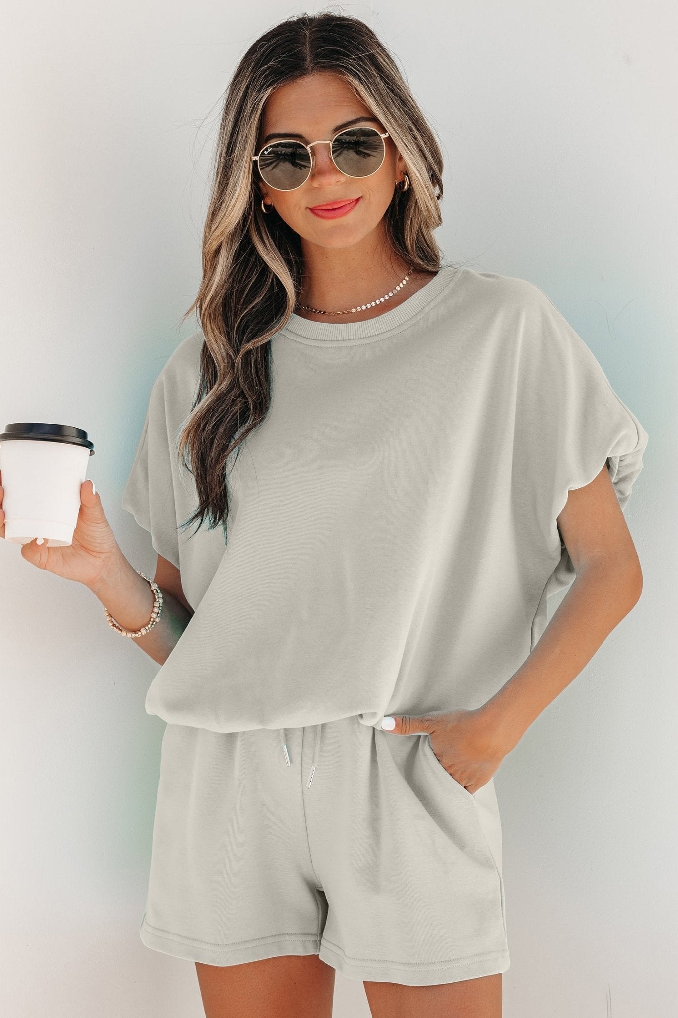 Solid Puff Sleeve Top & Drawstring Shorts Set - Rooted & Reckless Co.