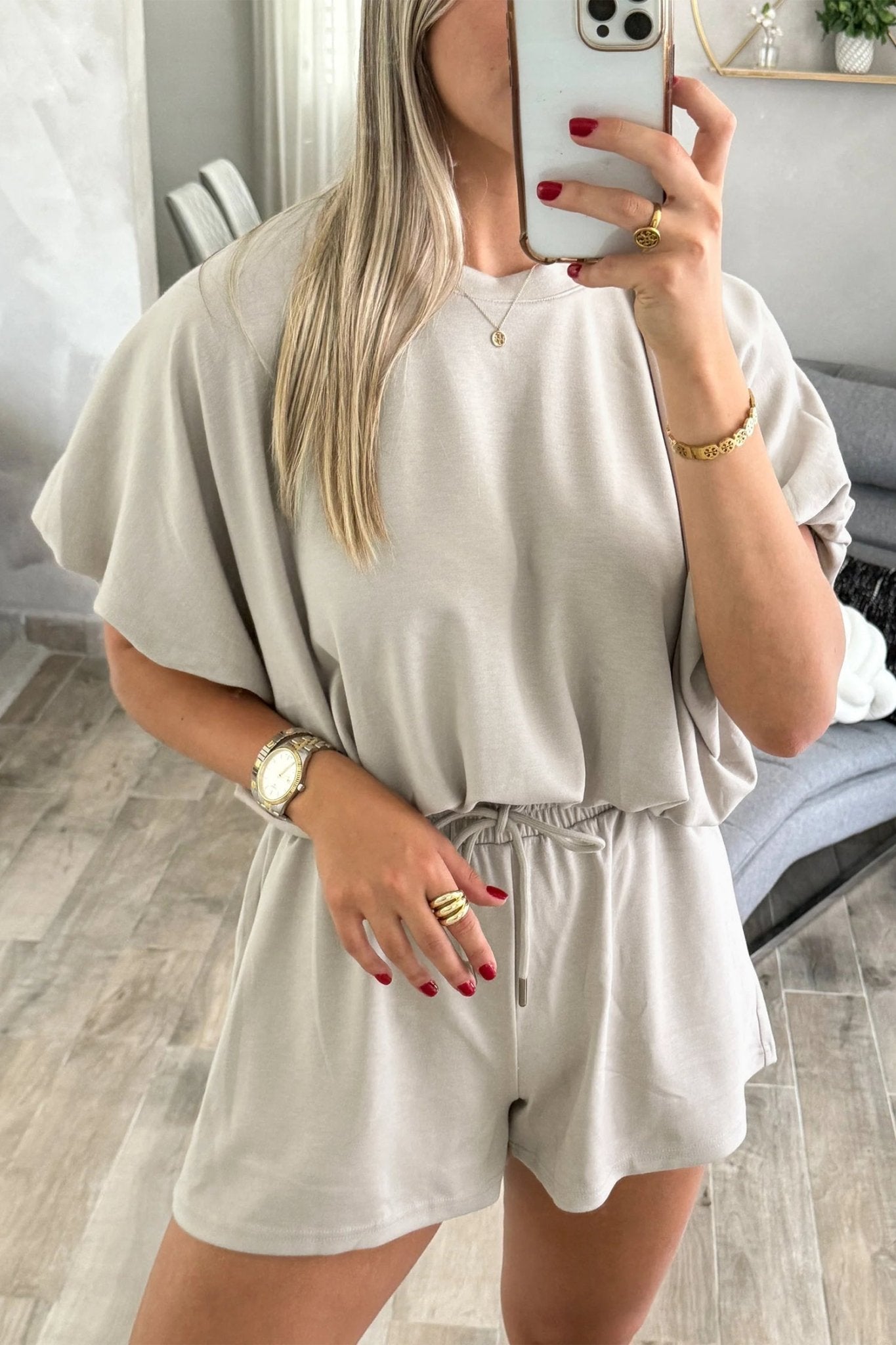 Solid Puff Sleeve Top & Drawstring Shorts Set - Rooted & Reckless Co.