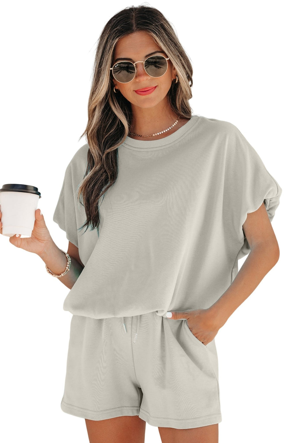 Solid Puff Sleeve Top & Drawstring Shorts Set - Rooted & Reckless Co.
