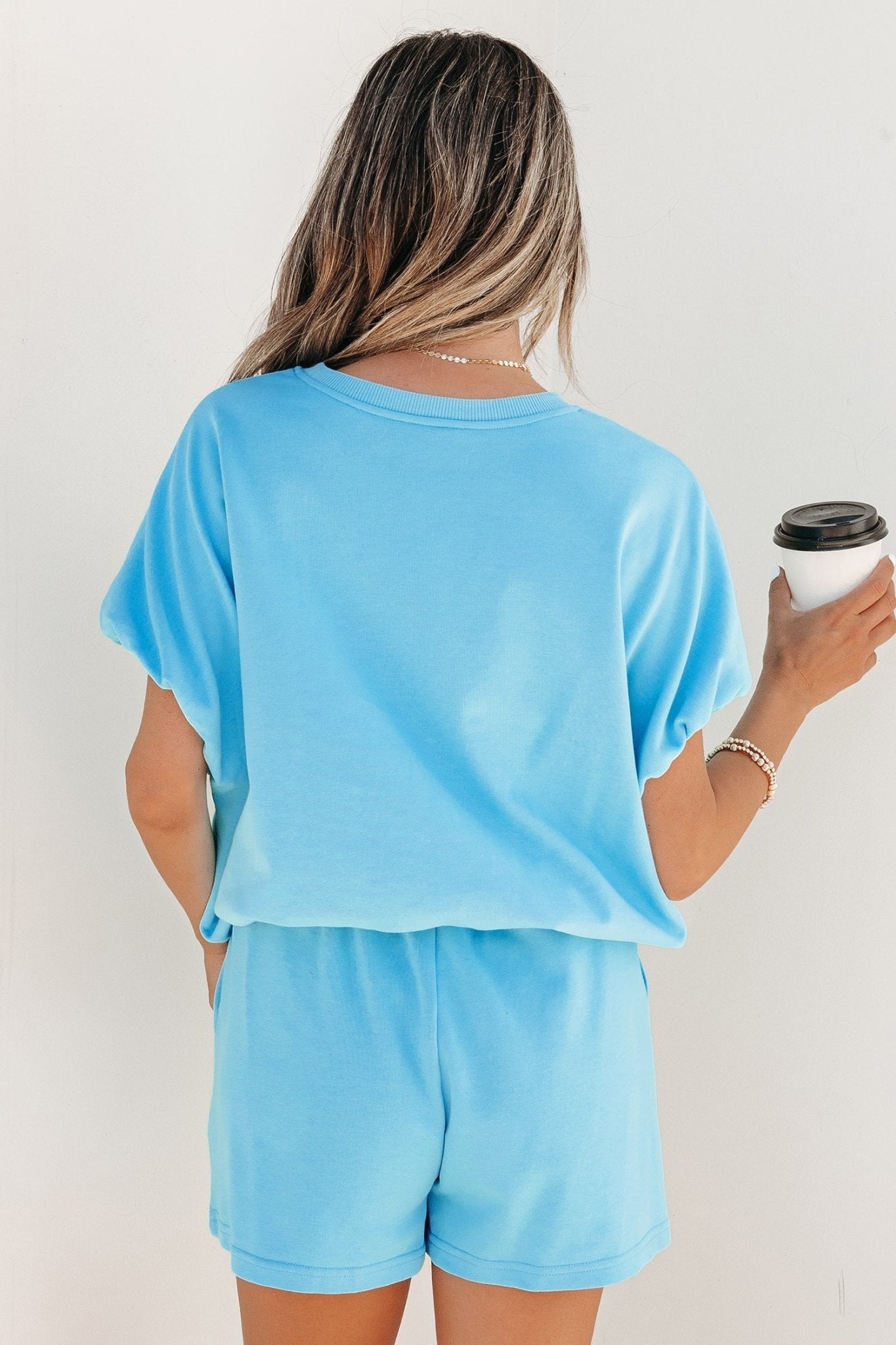 Solid Puff Sleeve Top & Drawstring Shorts Set - Rooted & Reckless Co.