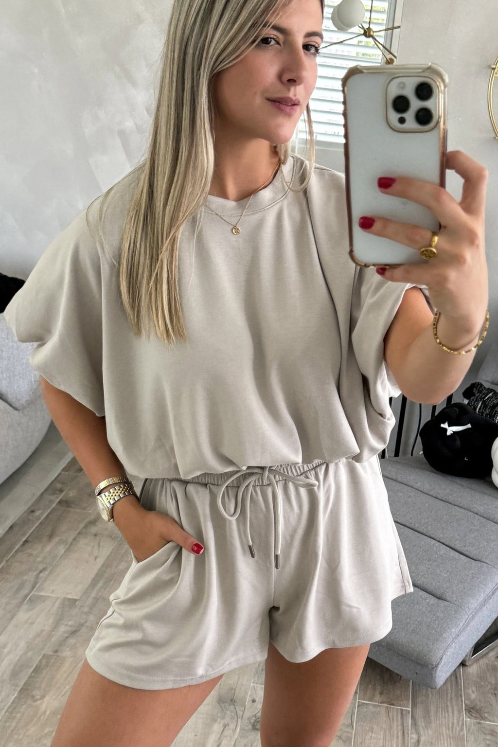 Solid Puff Sleeve Top & Drawstring Shorts Set - Rooted & Reckless Co.