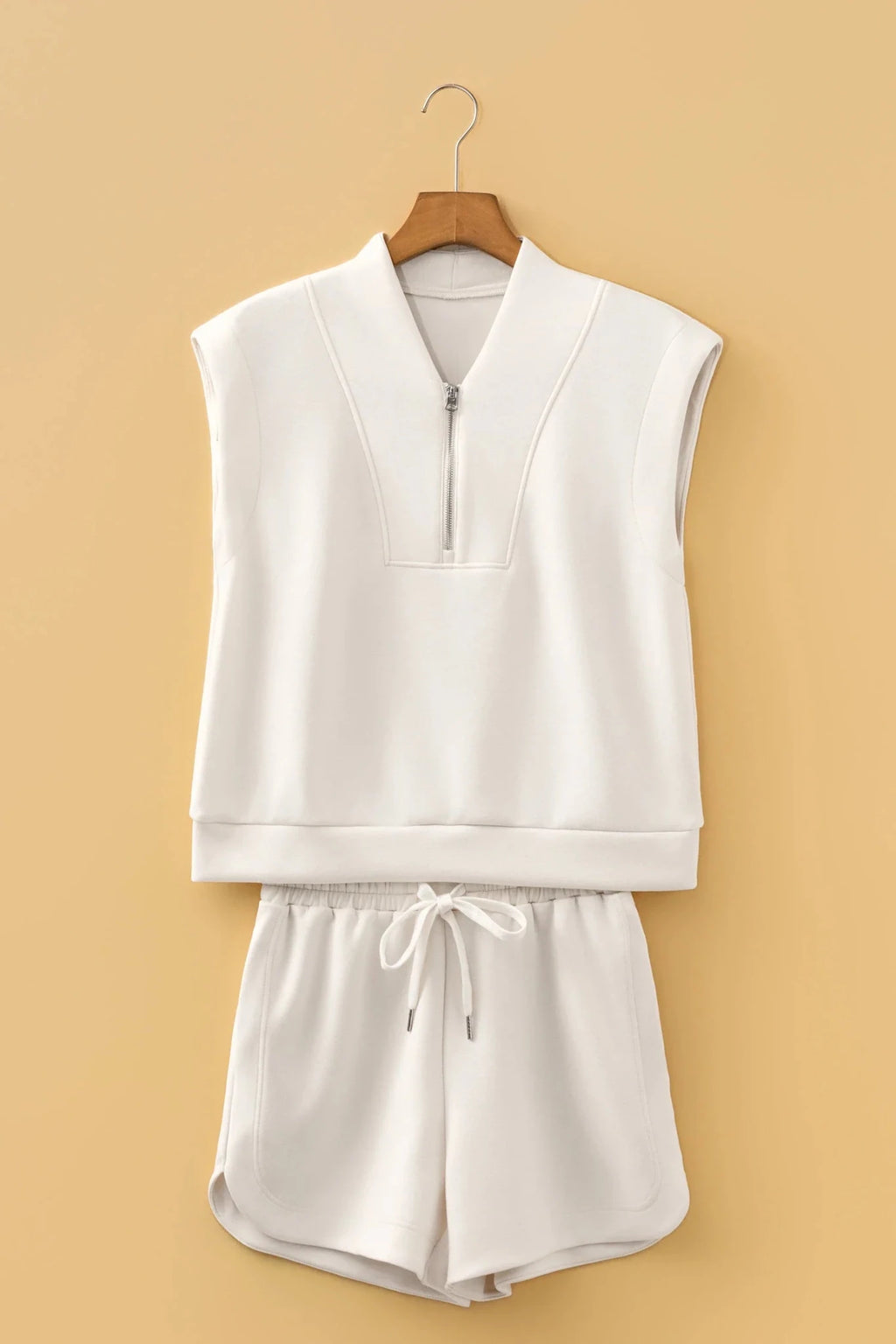 Solid Quarter Zip Sleeveless Top & Shorts Set - Rooted & Reckless Co.