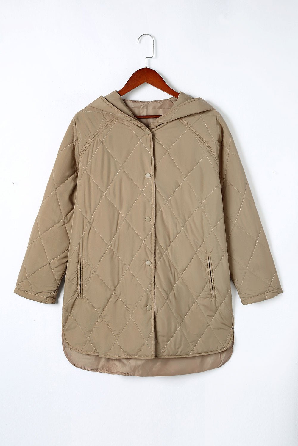 Solid Quilted Snap Button Hooded Puffer Coat - Rooted & Reckless Co.