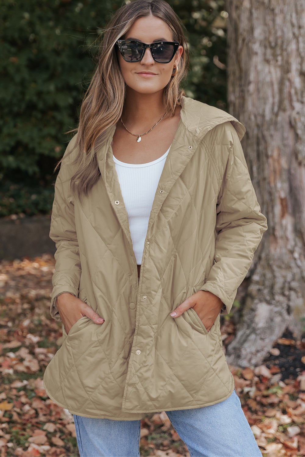 Solid Quilted Snap Button Hooded Puffer Coat - Rooted & Reckless Co.